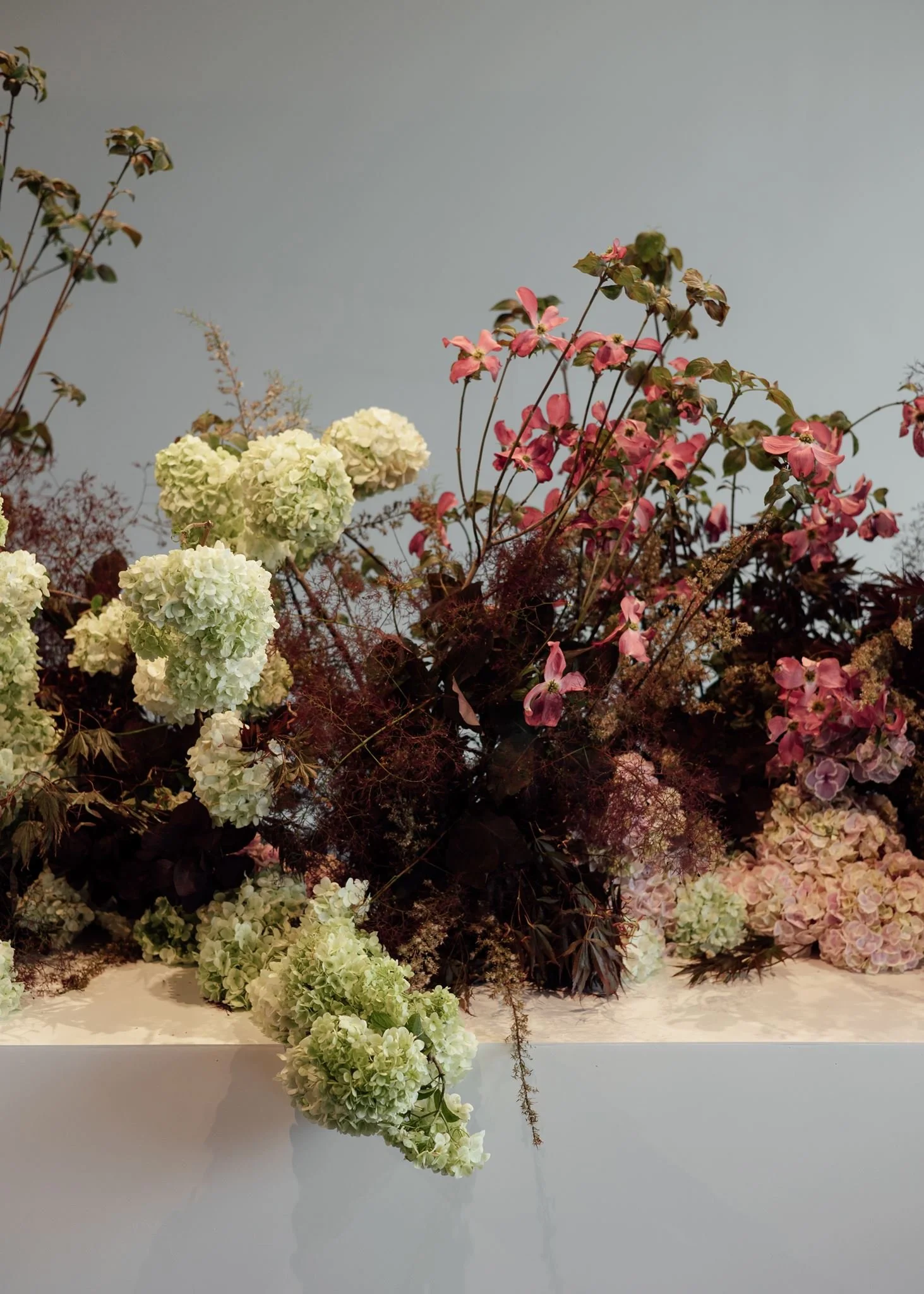 Spring Ceremony Flowers in Art Gallery Hubert Estate with Dogwood and Snowball 