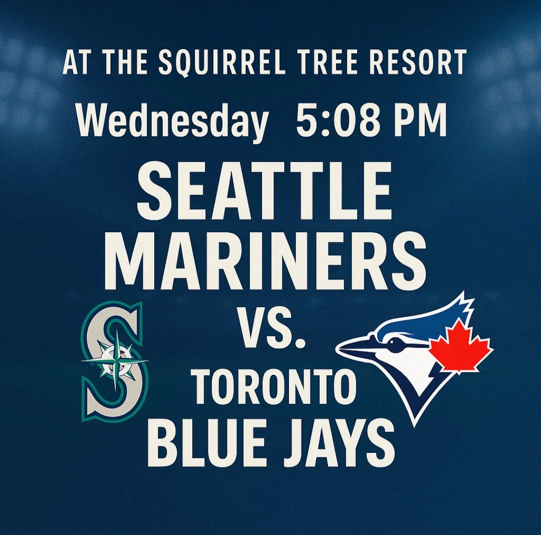 ⚾ Calling all M&rsquo;s fans!
The Seattle Mariners take on the Toronto Blue Jays &mdash; Wednesday at 5:08 PM!
Catch every pitch, swing, and strikeout on one of our many big screens at The Squirrel Tree Resort.

Bring the energy, bring the noise &mda