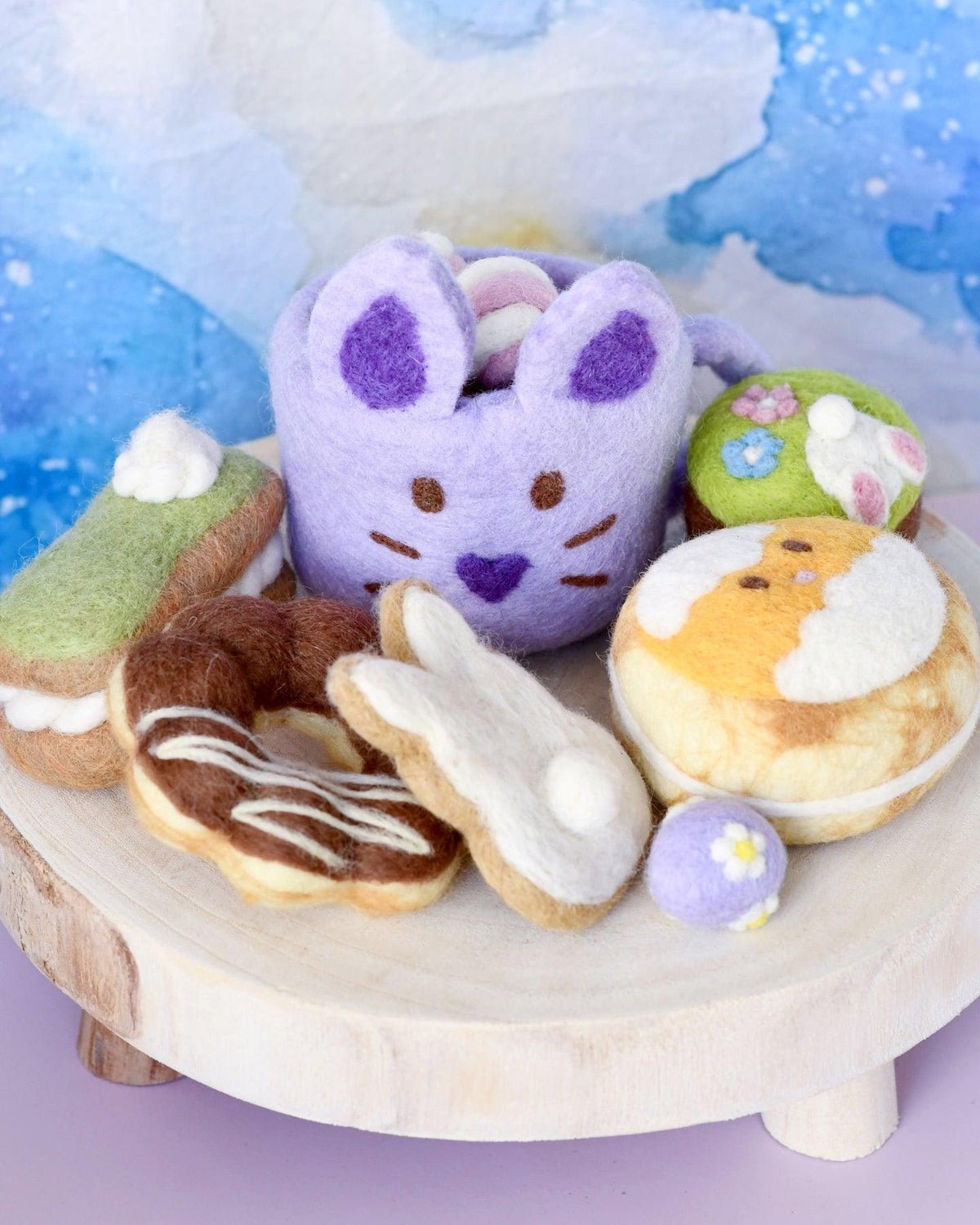 Grazing Box of Easter Felt Play Food by Tara Treasures (Lilac Purple Mug)