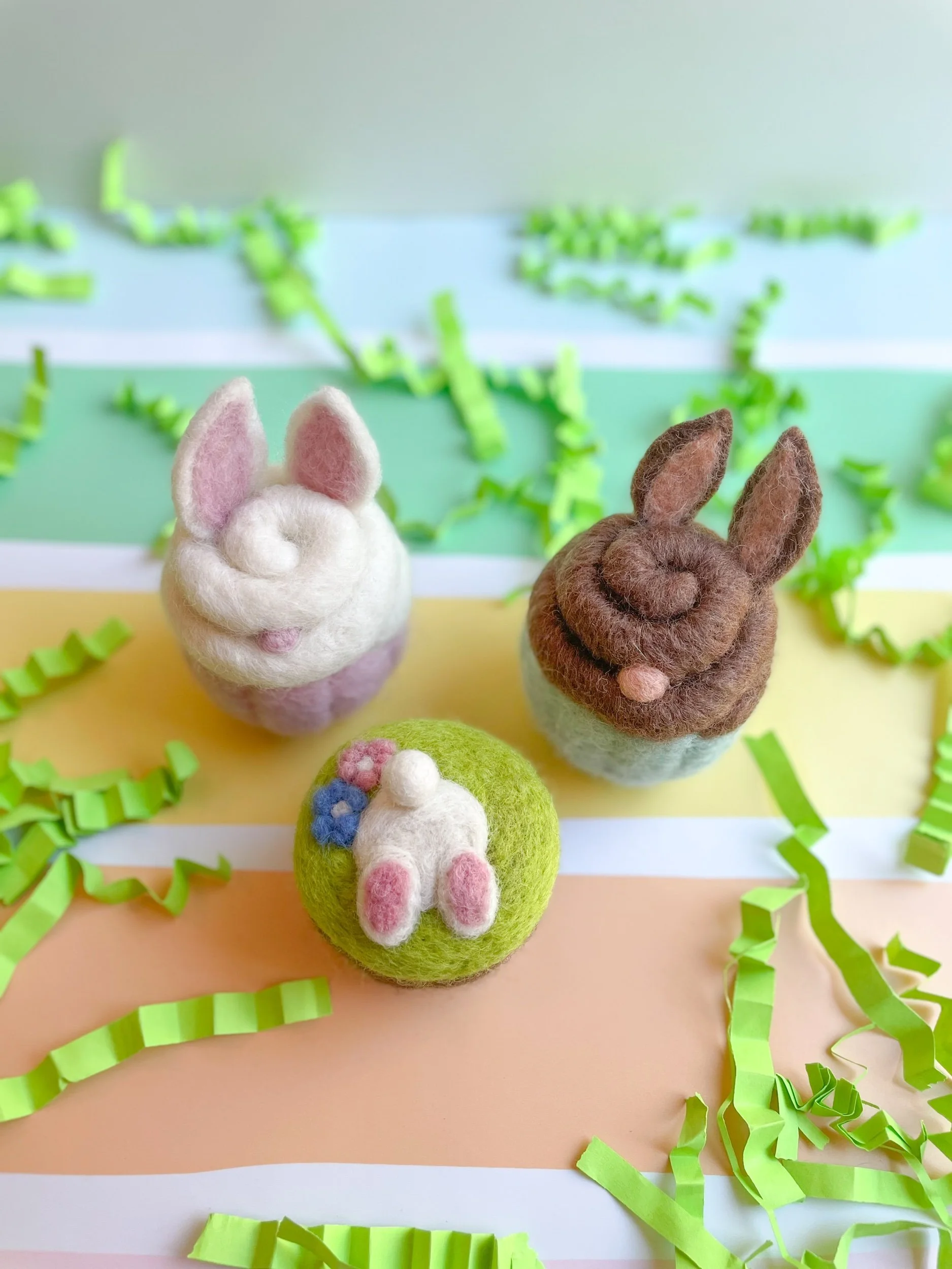 felt bunny cupcakes set of 3