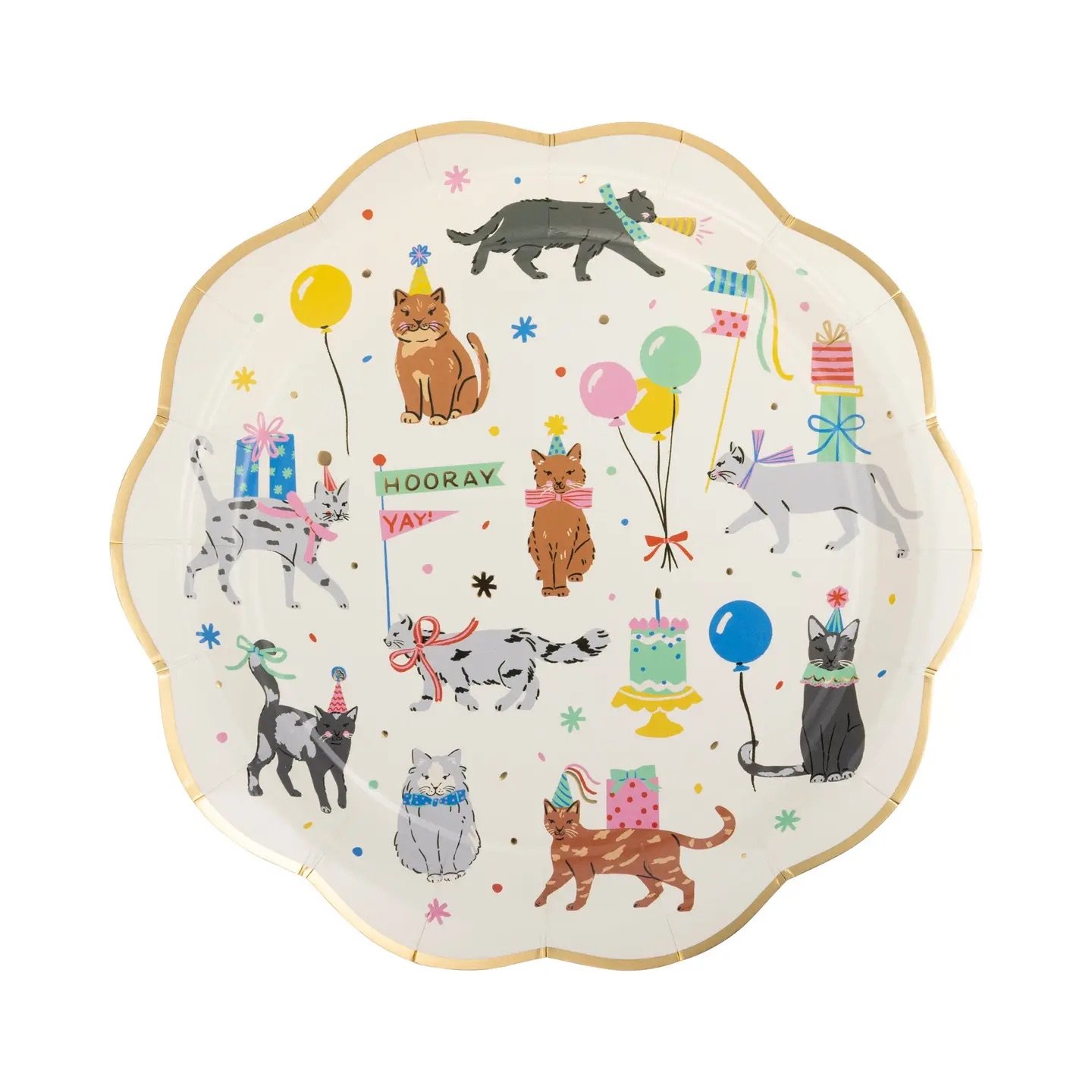 cat party birthday cake plates