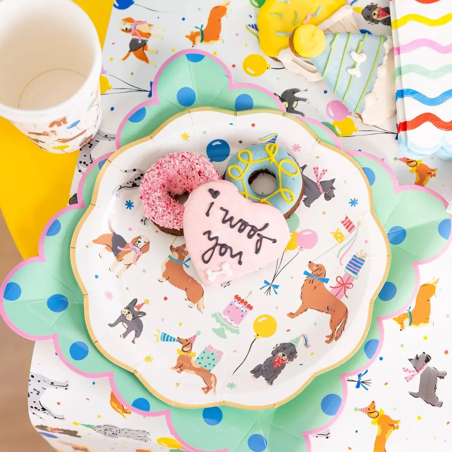 dog party birthday cake plates