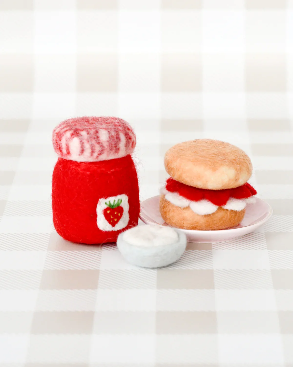 strawberry jam + scones felt food set by tara treasures