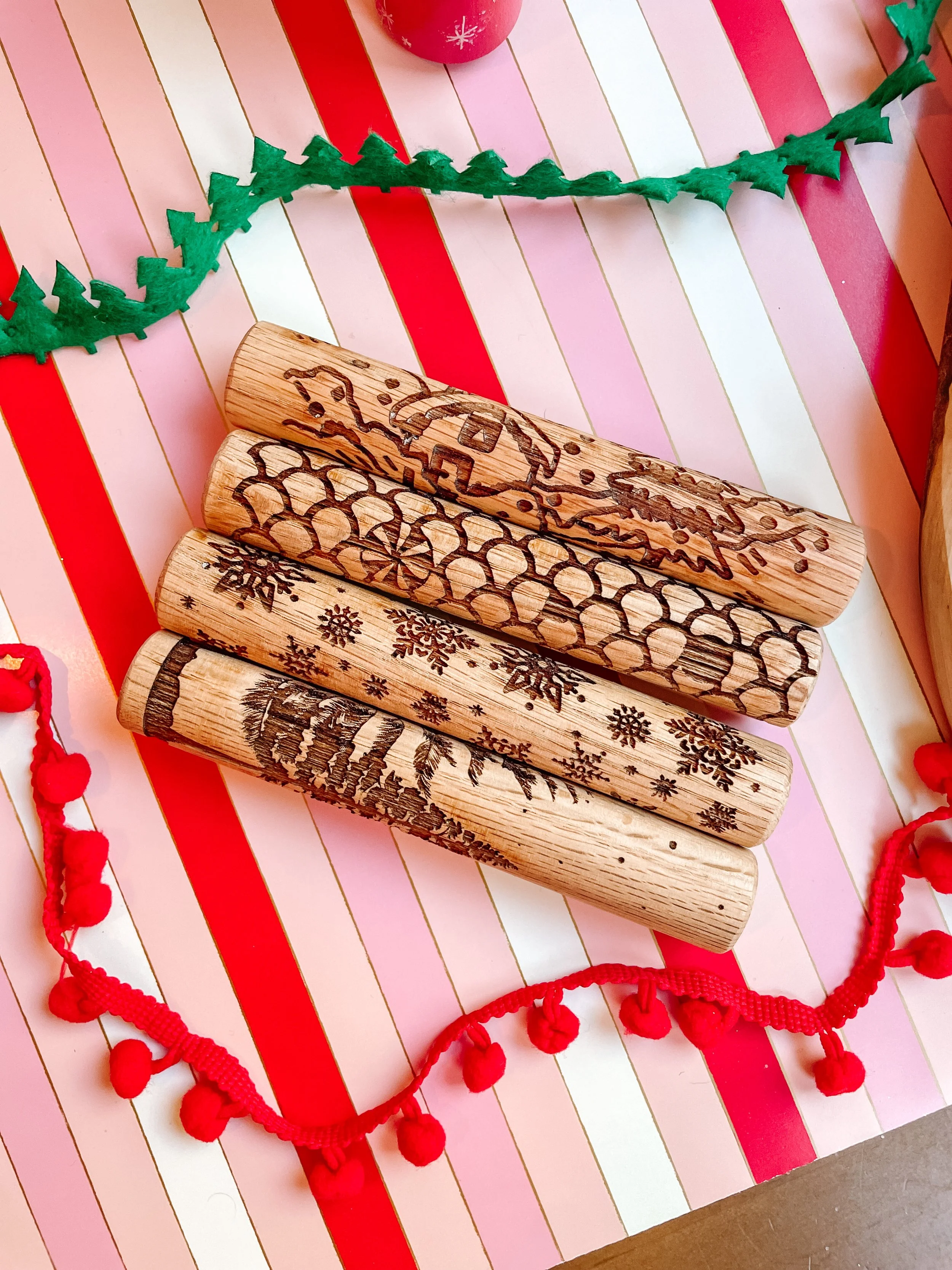 wooden playdough texture rollers