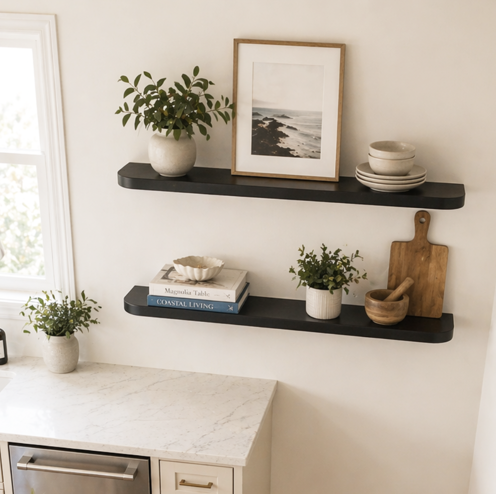 BLONDE OAK - BLACK STAINED Floating Shelves