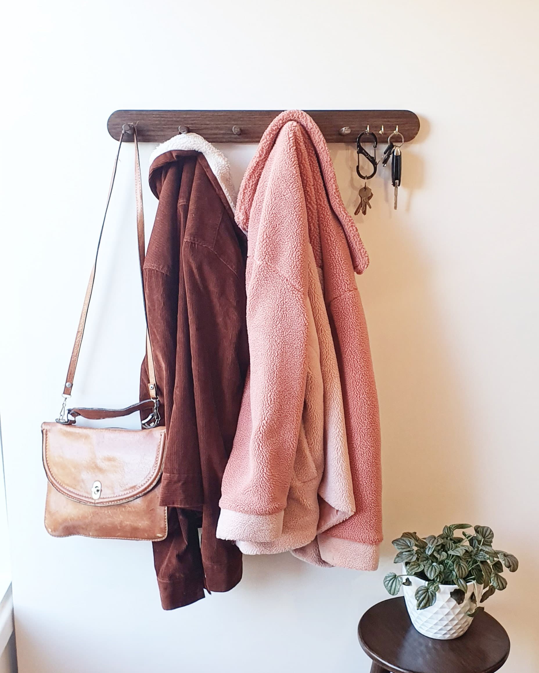 DARCY Walnut-Stained Oak Peg Rail: Sleek, versatile, sturdy.