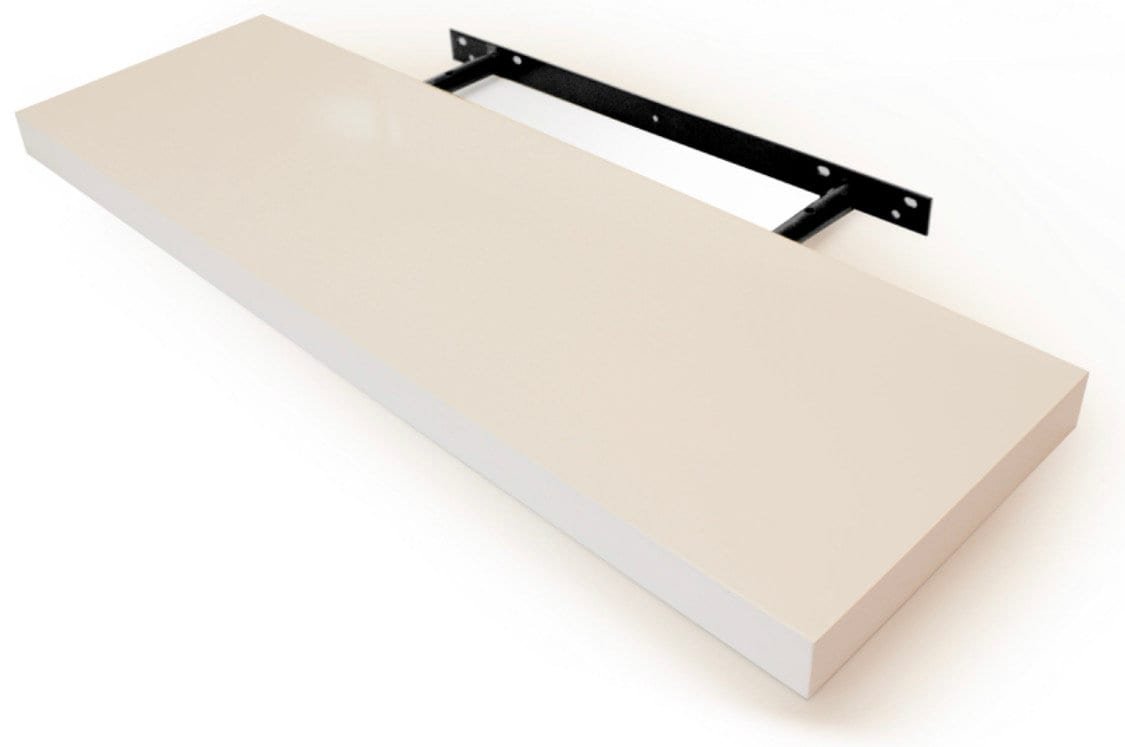 A floating shelf bracket in the rear of the shelf. It is hidden into the shelf