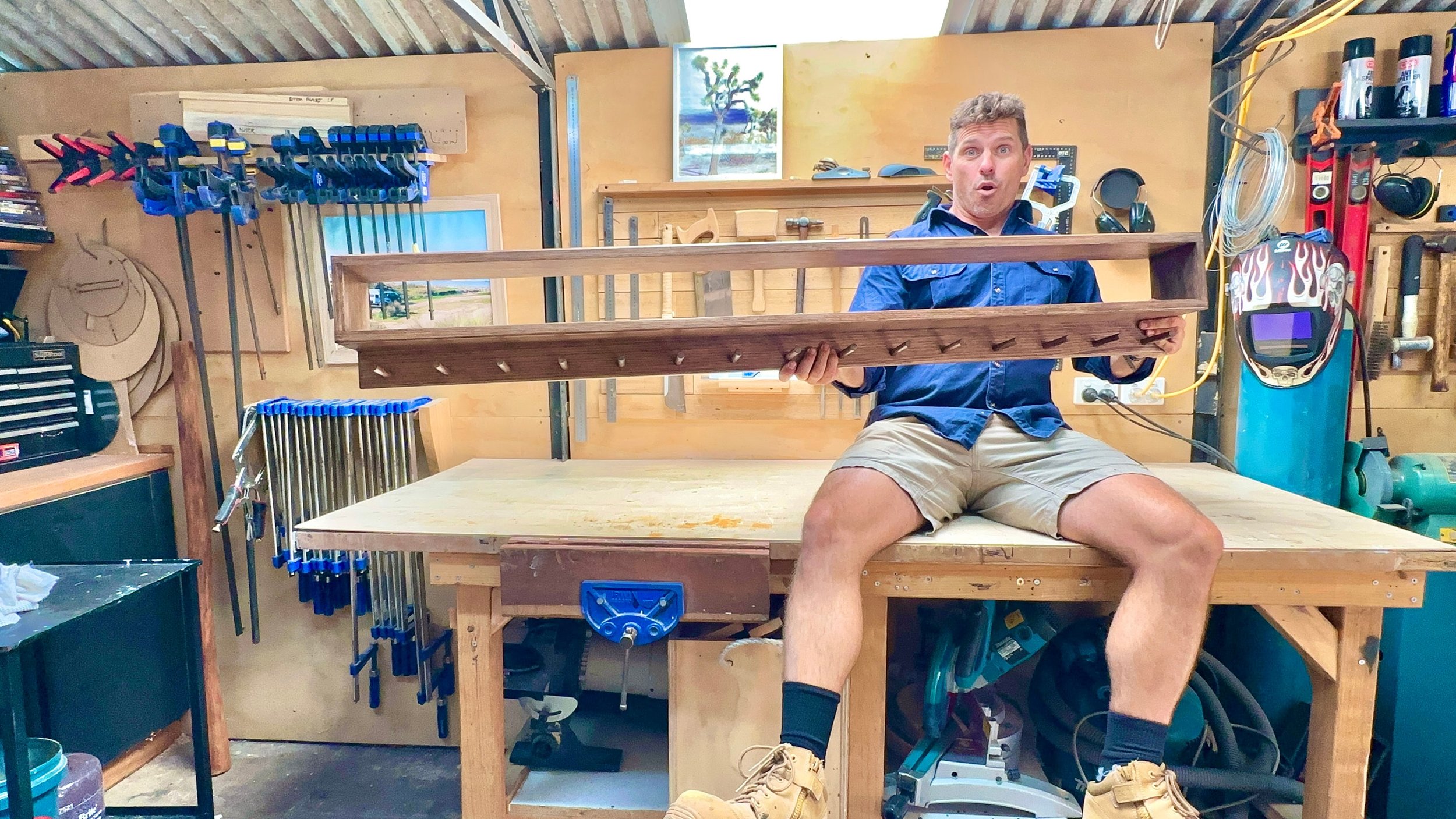 One long entry organiser made from Walnut Stained Oak