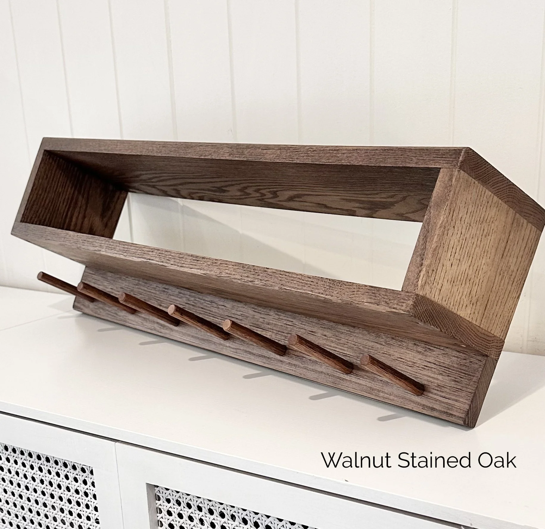 Walnut coat rack for the hallway with pegs