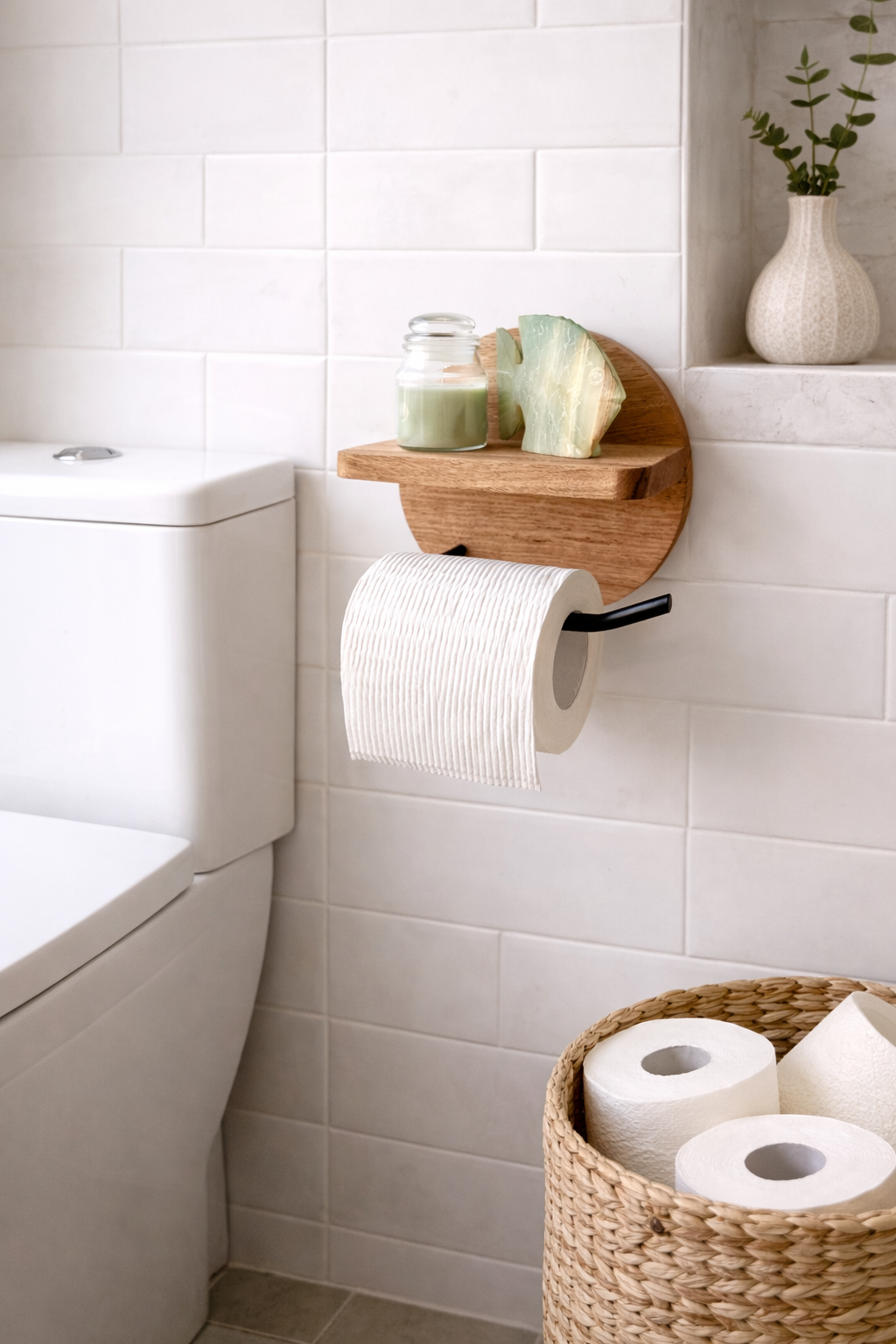 ADAM Toilet roll holder with shelf
