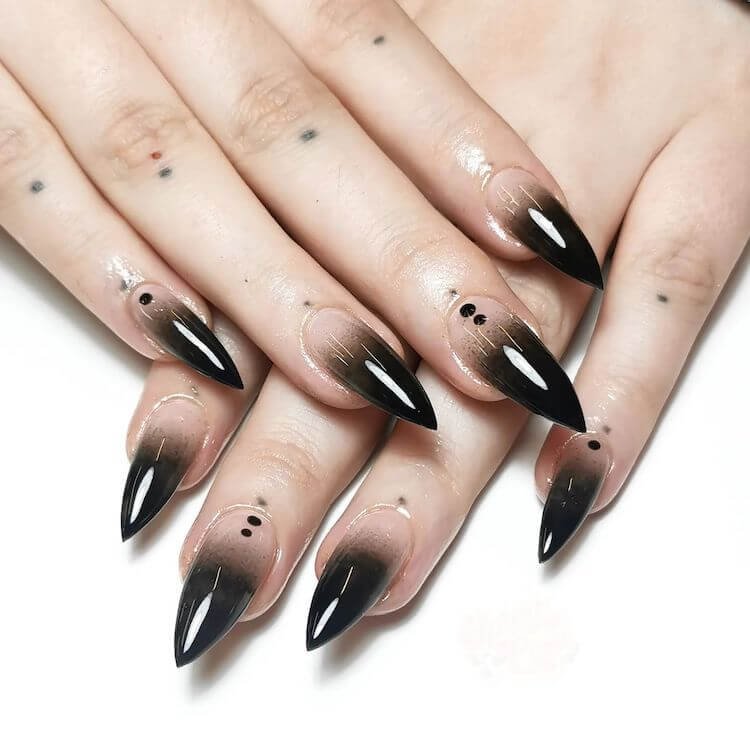 Soft Goth Nail Designs To Channel Your Inner Wednesday Adams