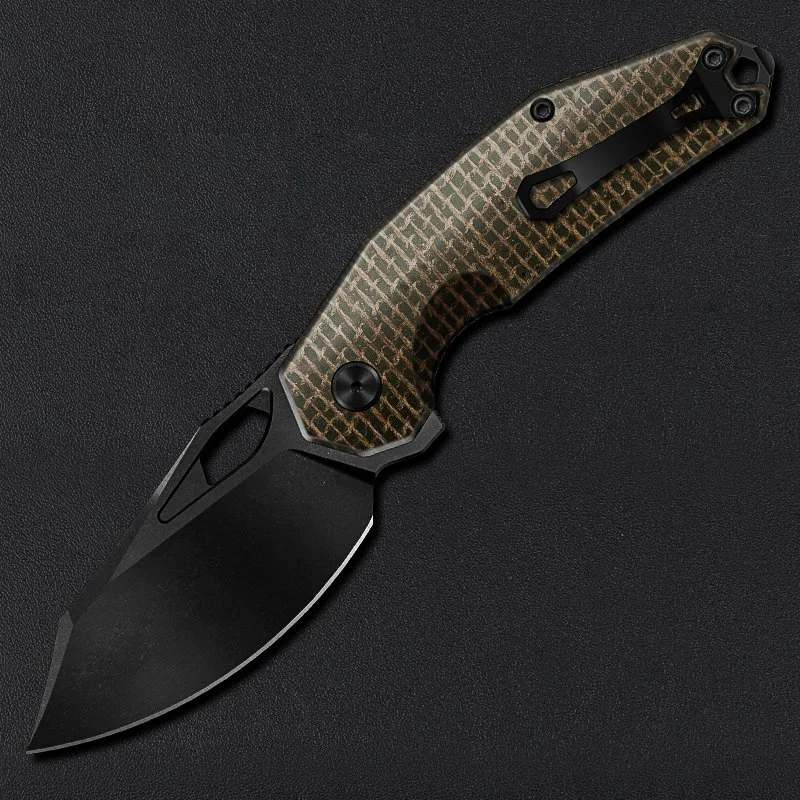 Lefty Papi Olive Burlap Micarta with Stonewashed DLC Blade--Pre‑order: Estimated Shipping in November