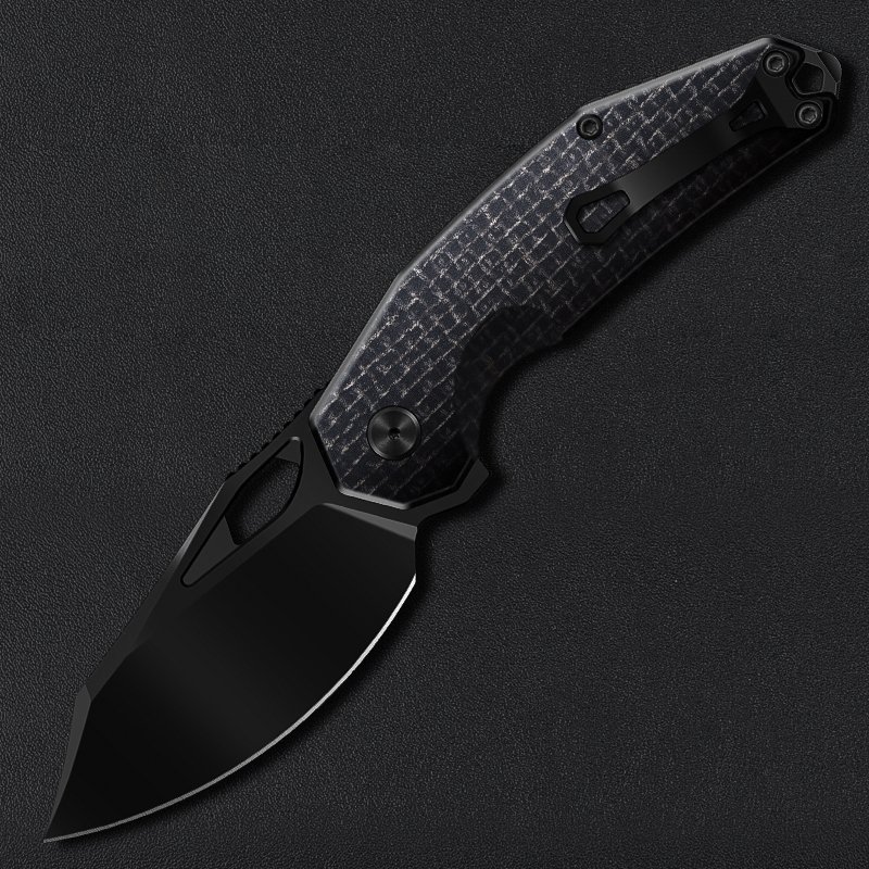 Lefty Papi Black Burlap Micarta with Satin DLC Blade--Pre‑order: Estimated Shipping in November