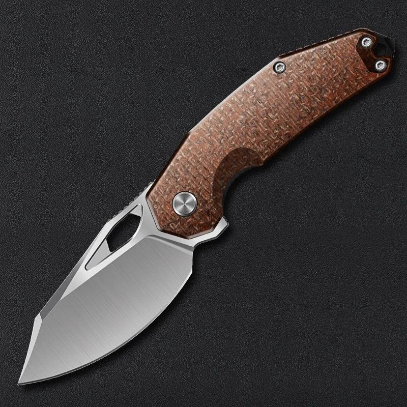 Papi Rose‑Yellow Burlap Micarta with Satin Blade--Pre‑order: Estimated Shipping in November