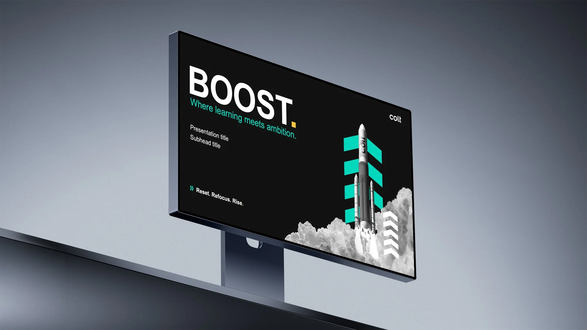 Desktop Screen showing a Colt branded presentation in full screen.