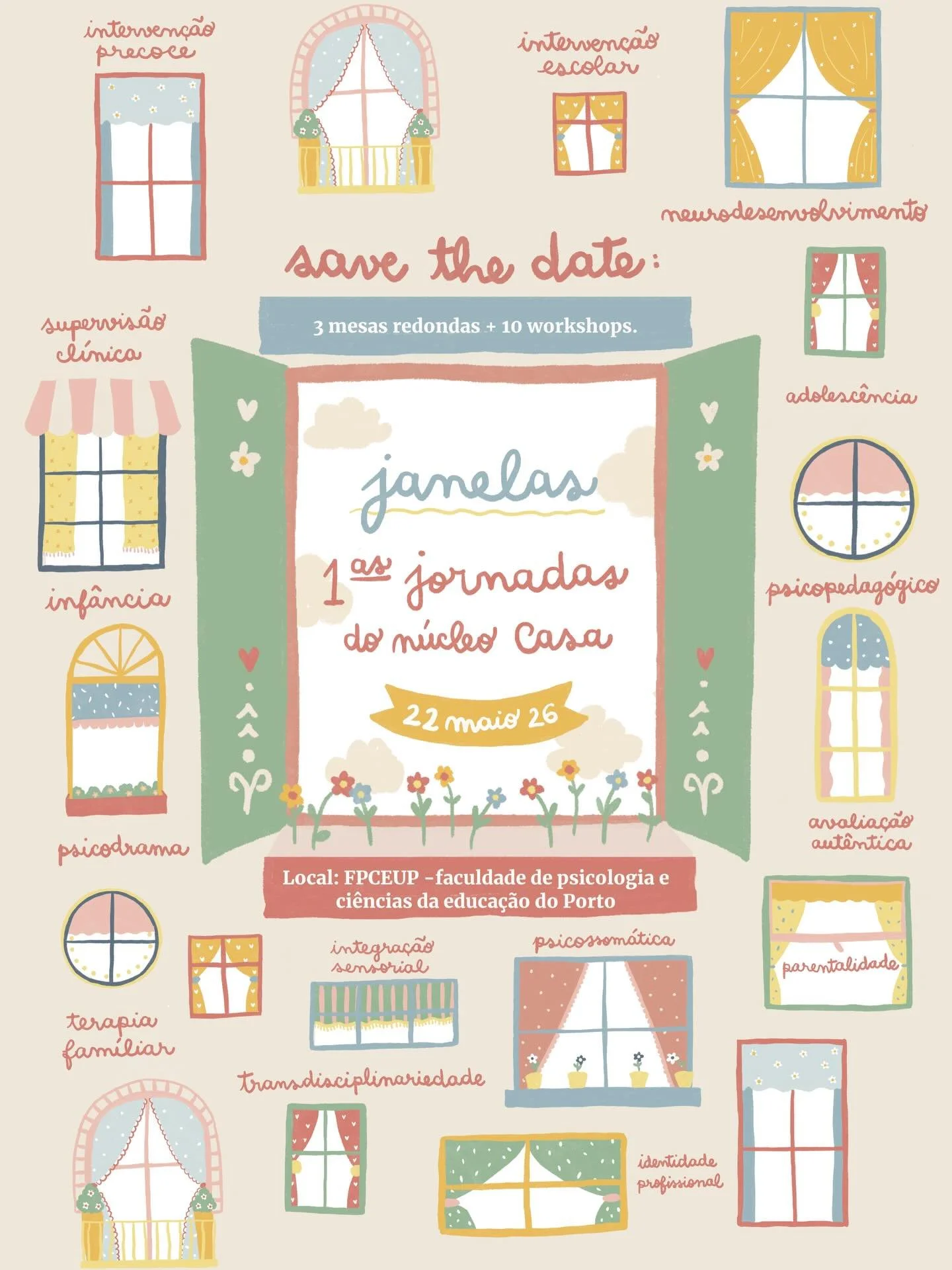 VAMOS ABRIR AS JANELAS DA NOSSA CASA PARA AS PRIMEIRAS JORNADAS!

No dia 22 de maio, a Faculdade de Psicologia e de Ci&ecirc;ncias da Educa&ccedil;&atilde;o da Universidade do Porto ser&aacute; palco de um dia cheio, onde a evid&ecirc;ncia cient&iacu
