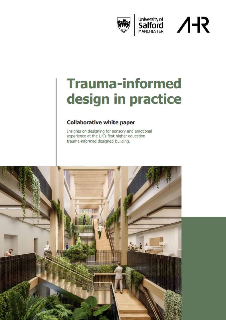 Front cover image of AHR's Trauma Informed Design White Paper