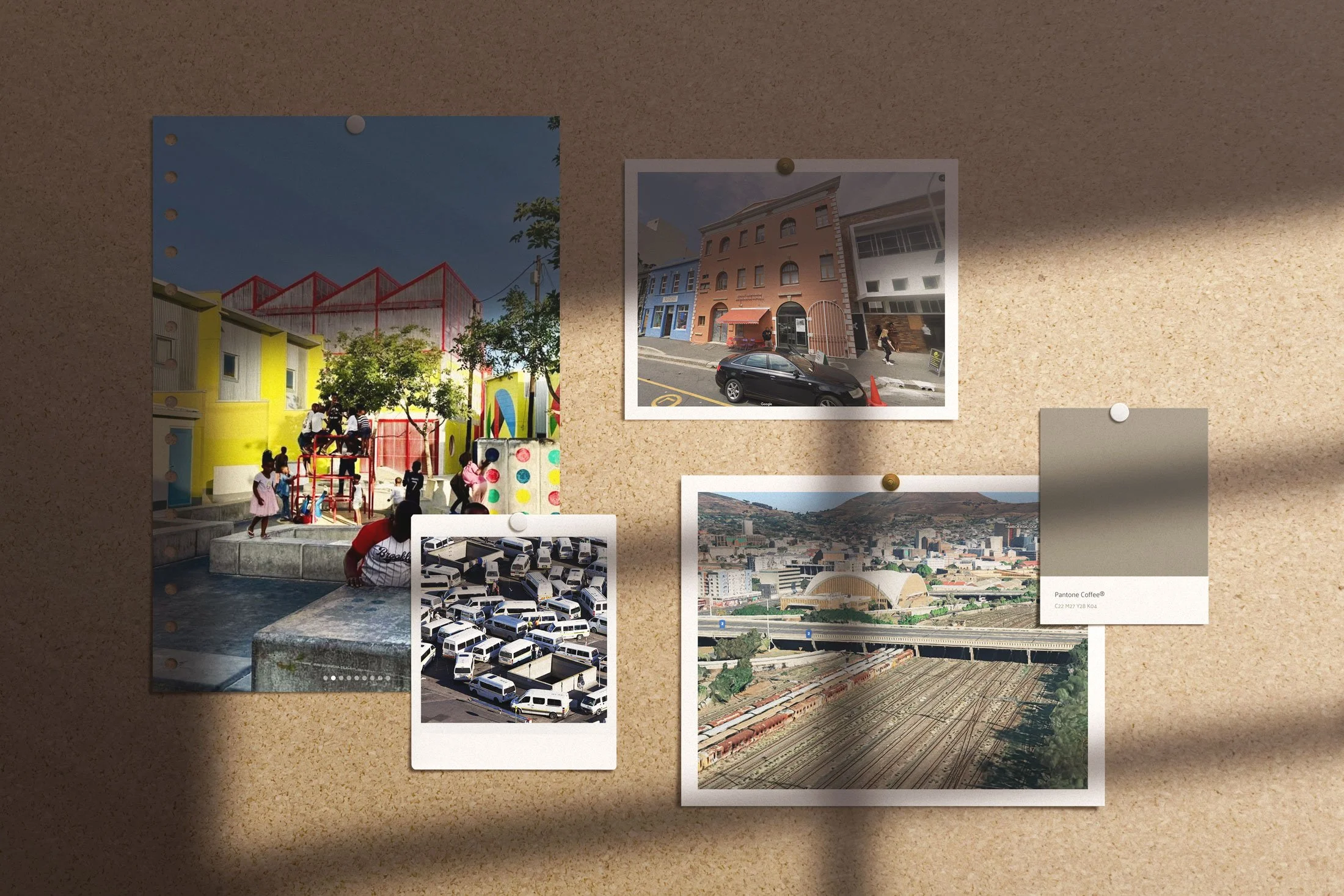 Next up: time in Cape Town's digital streets. I collected reference images that helped ground the graphics in the real world. It had to be something familiar to the communities we're talking with and about.