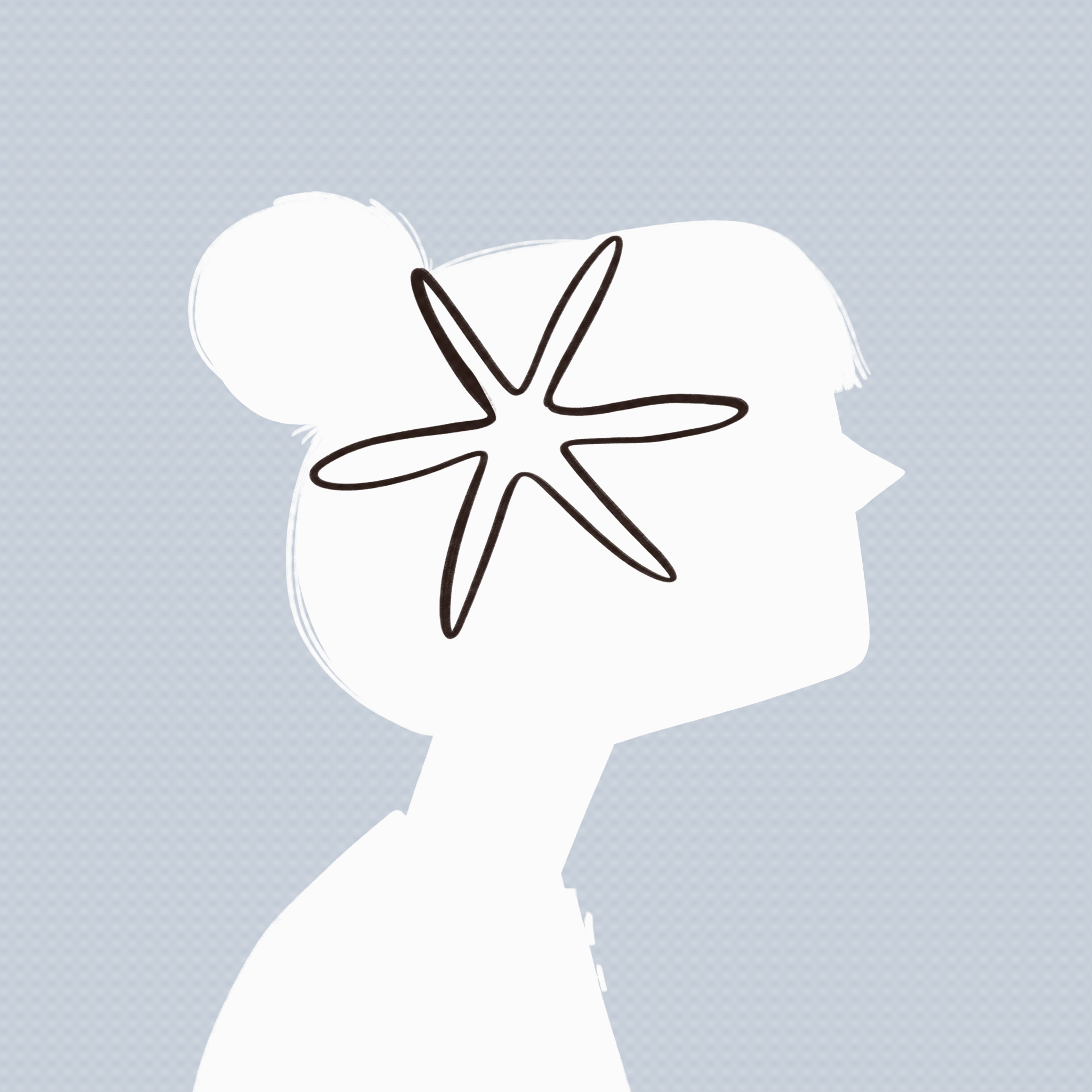 Silhouette of a person's side profile with a starfish overlay on the face.