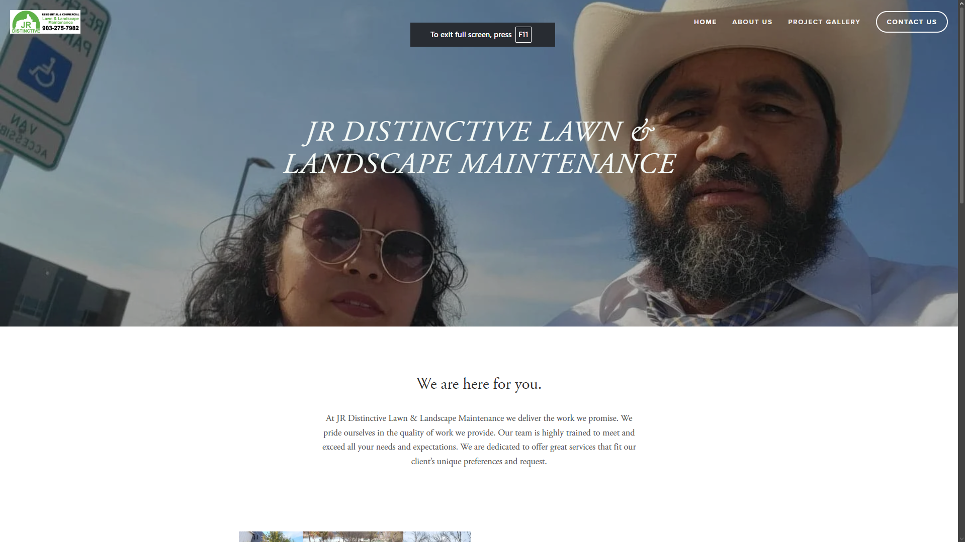 JR Distinctive - A lawn care and maintenance business website featuring their services.