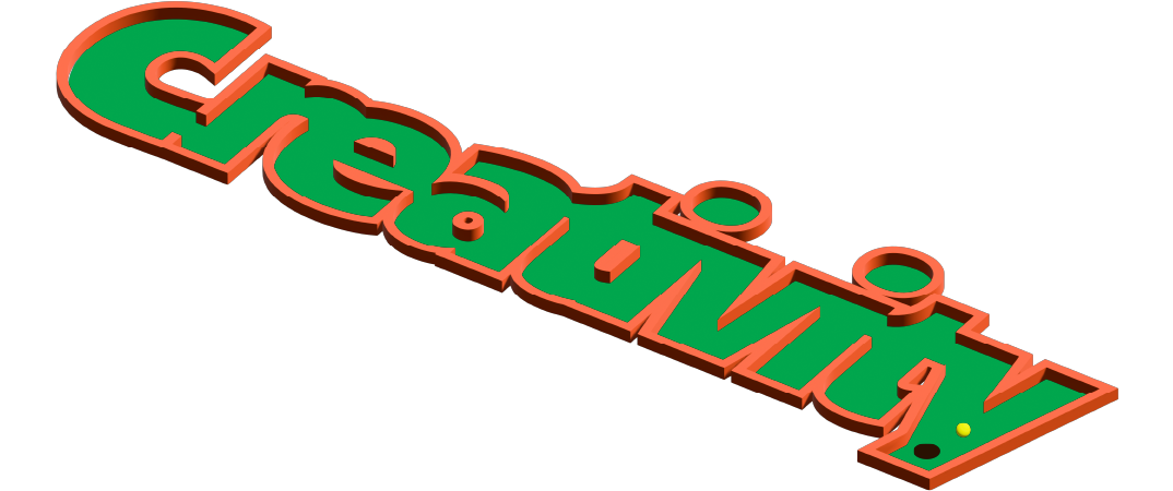 3D Illustration of the word "Creativity" stylized to look like a mini golf course.