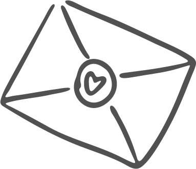 Line drawing of an envelope with a heart on the seal.