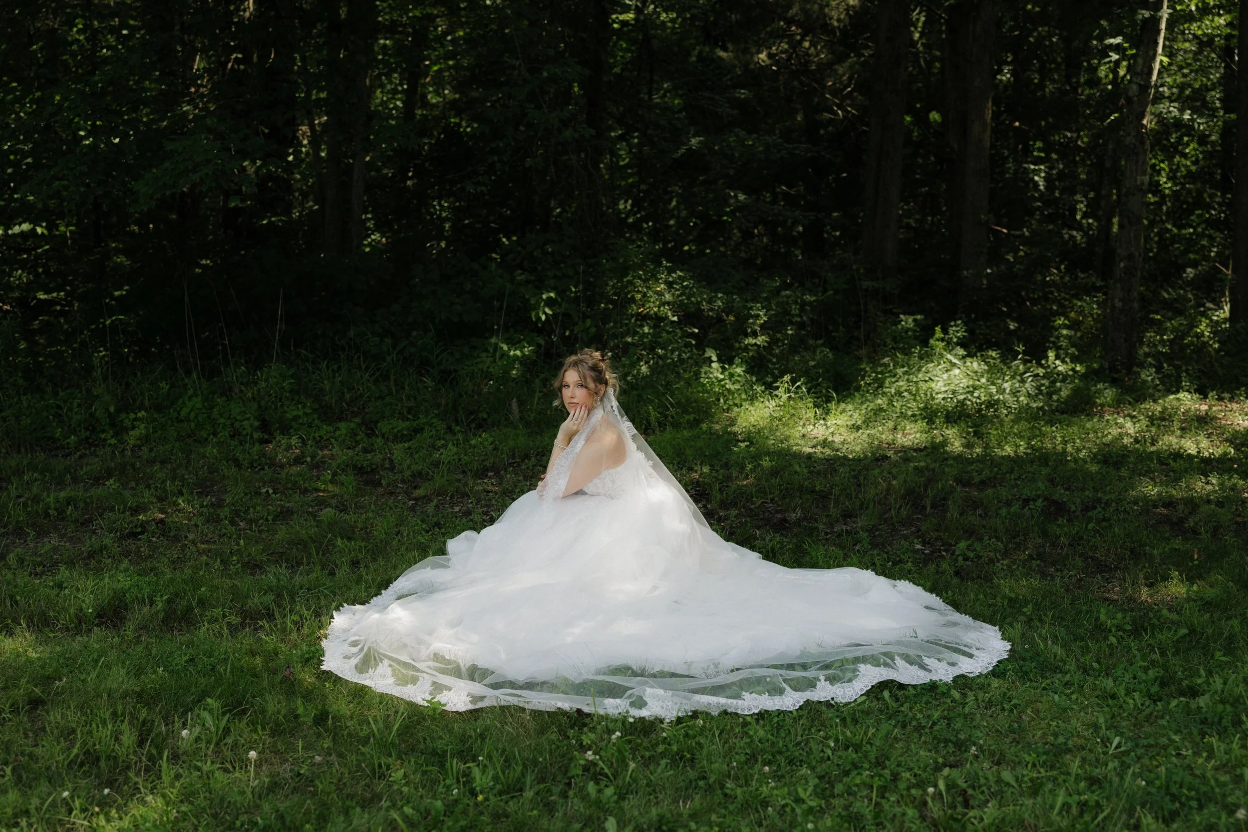 bridal portrait in grass