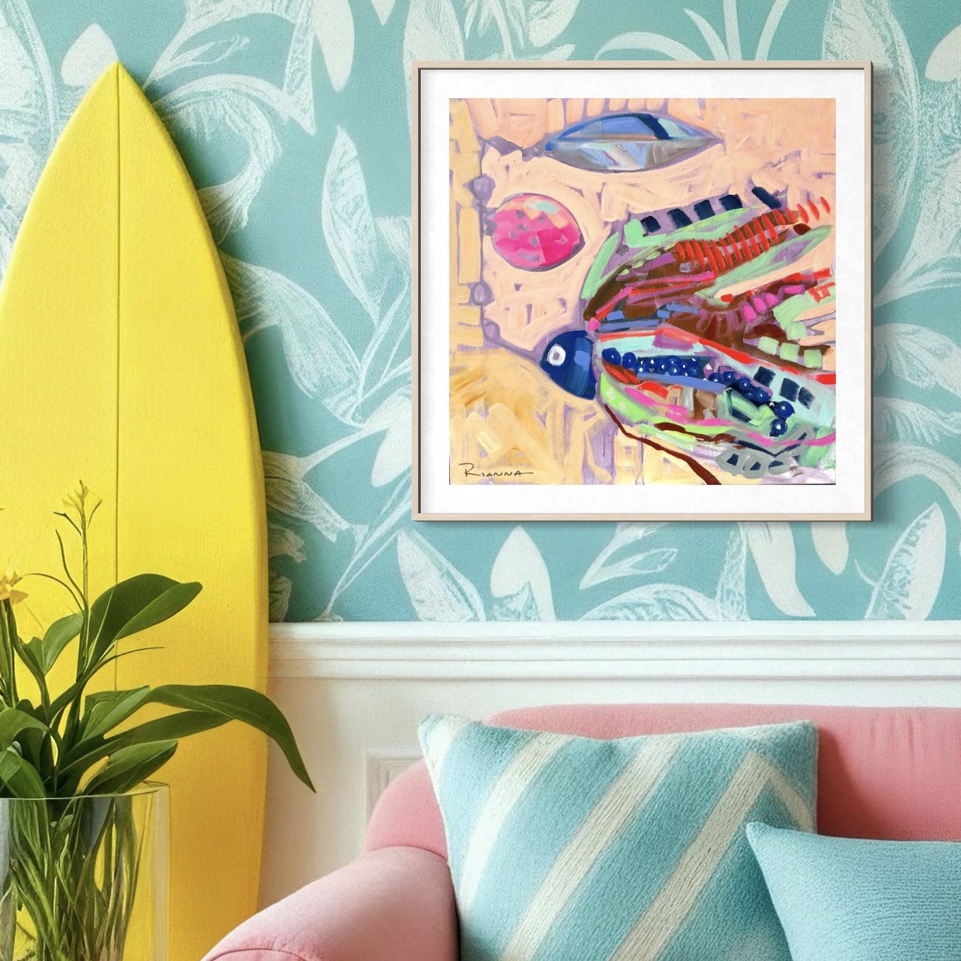 16x16 PRINT - Spinner in Coral