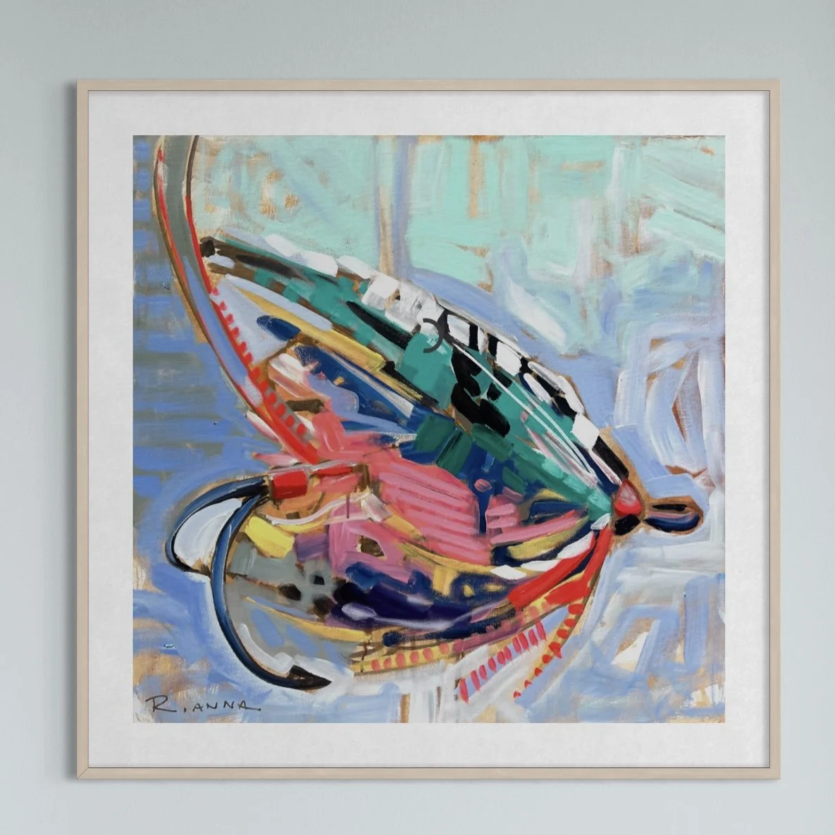 16x16 PRINT - Fly Guy in Teal