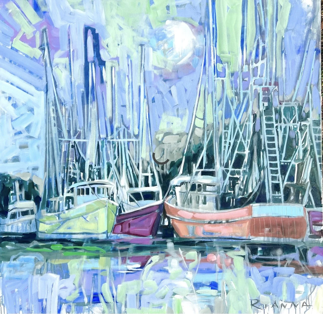 16x16 PRINT - Full Moon Harbor