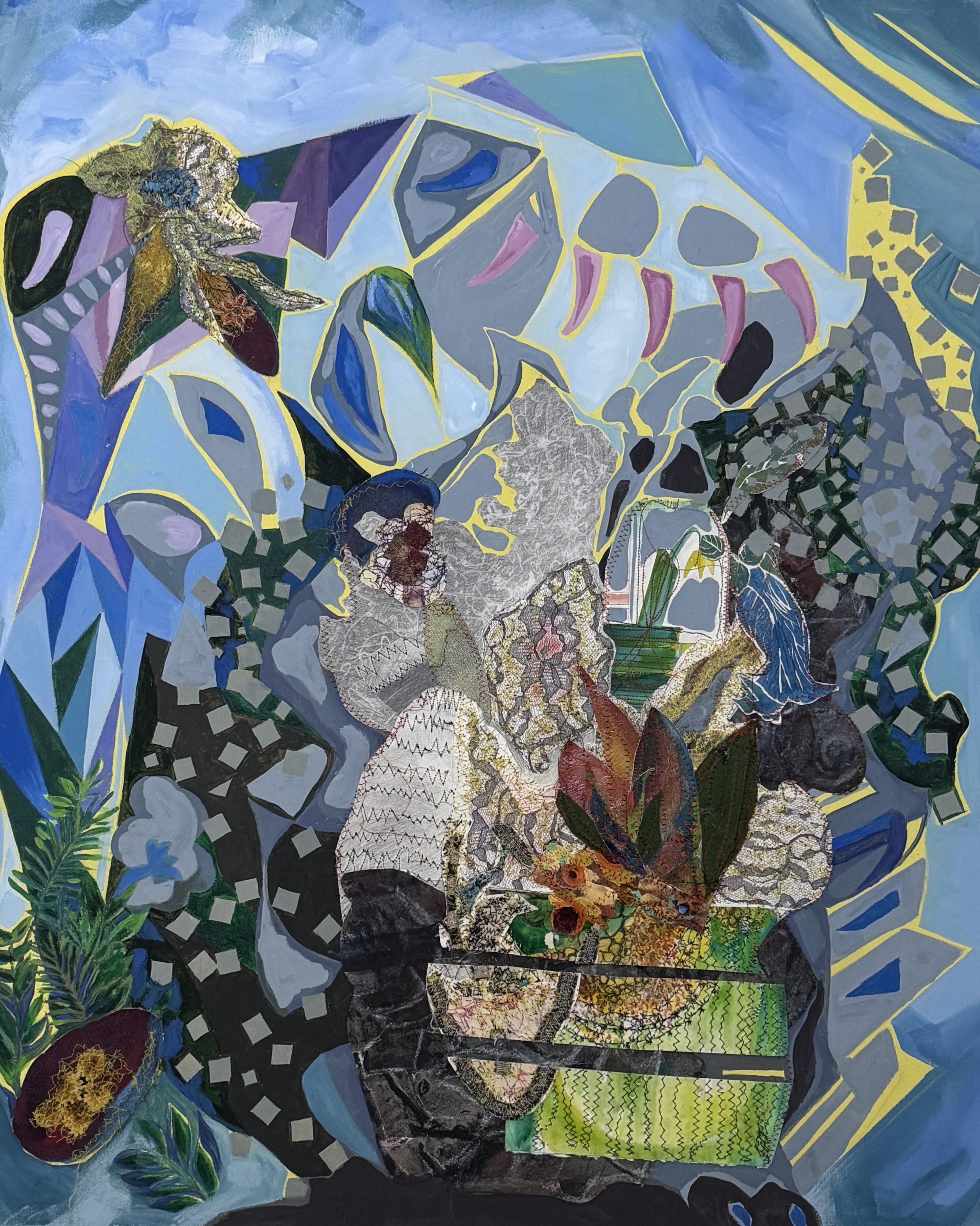 On Kyeong Seong, “Autumn Light”, 34” x 28”, mixed media/canvas, 2024