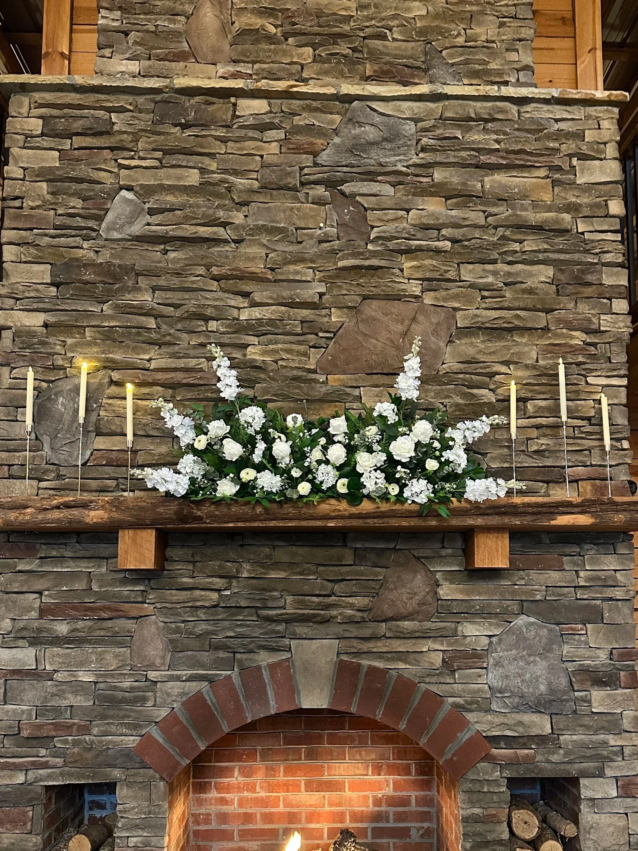 wedding mantle floral arrangement