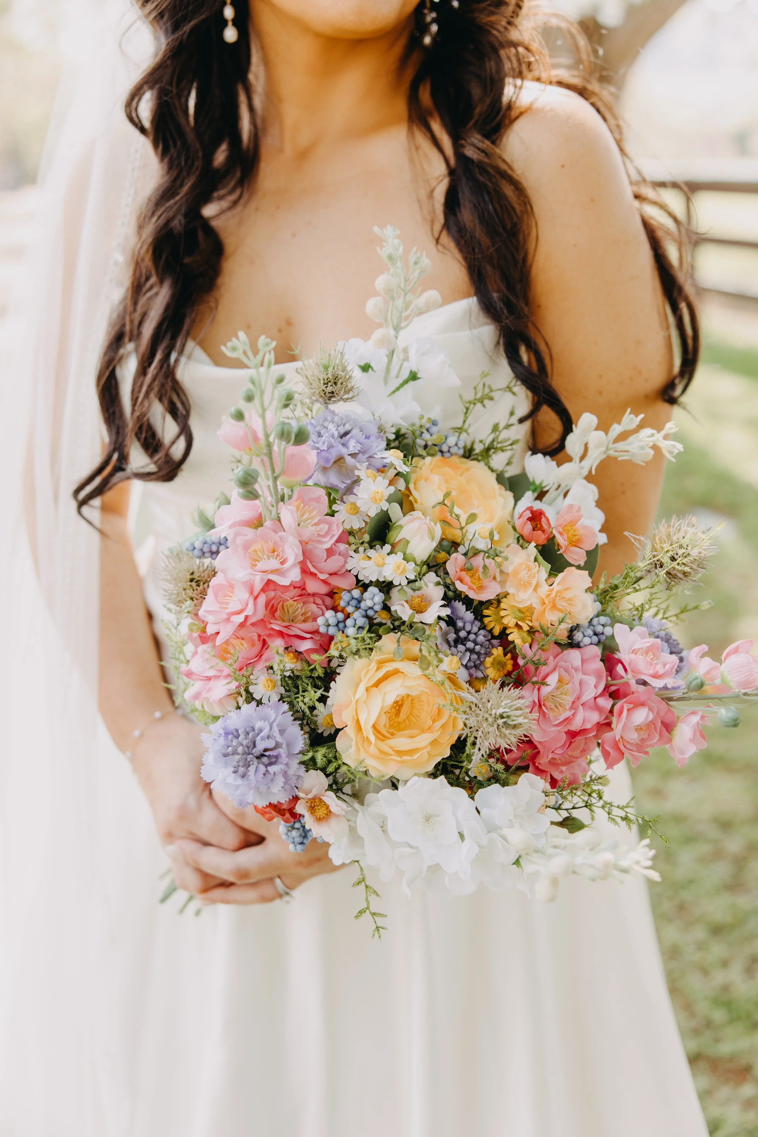 wildflower colorful bouquet with artificial flowers
