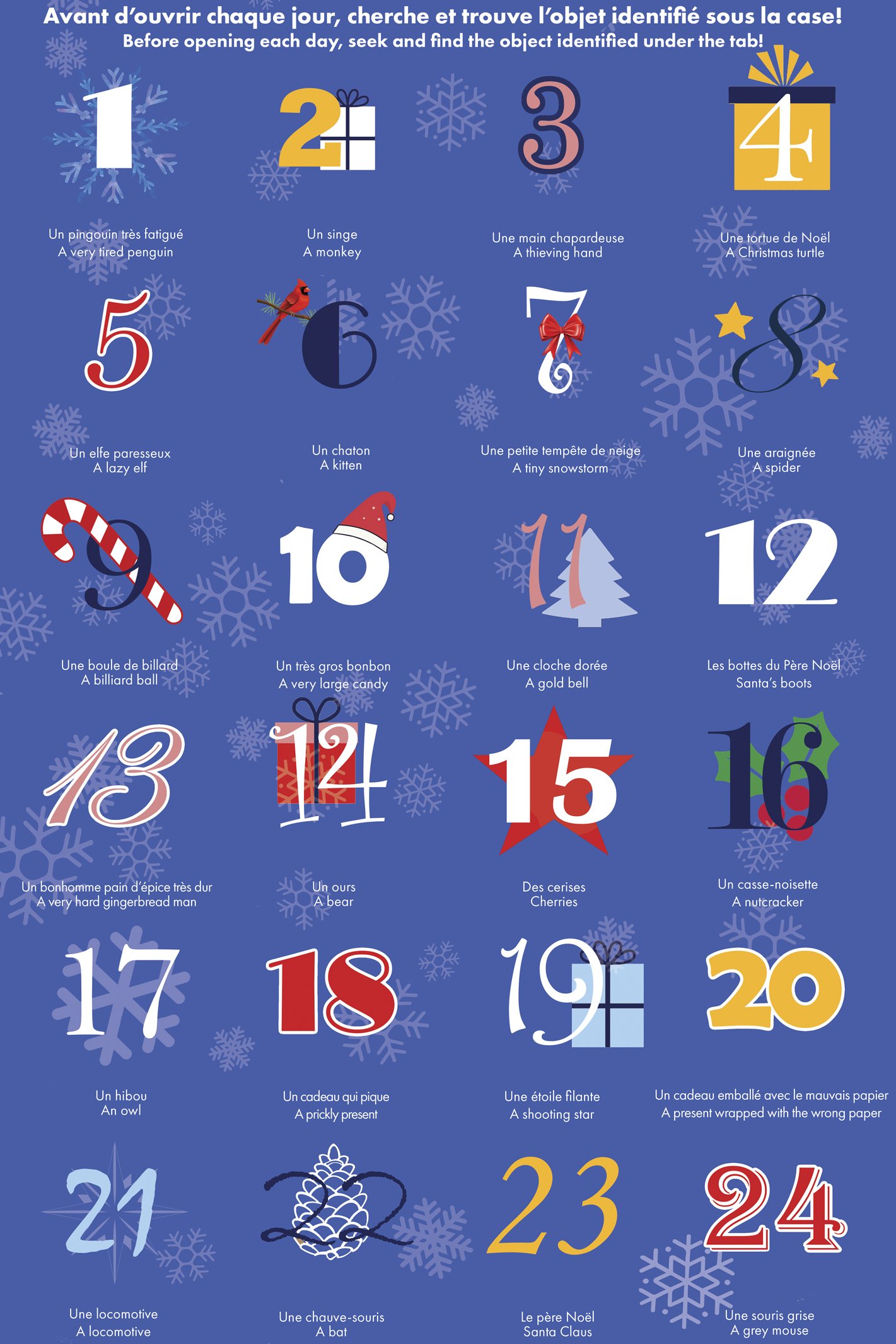 Advent Calendar showing 24 small doors, one for each day of December.
