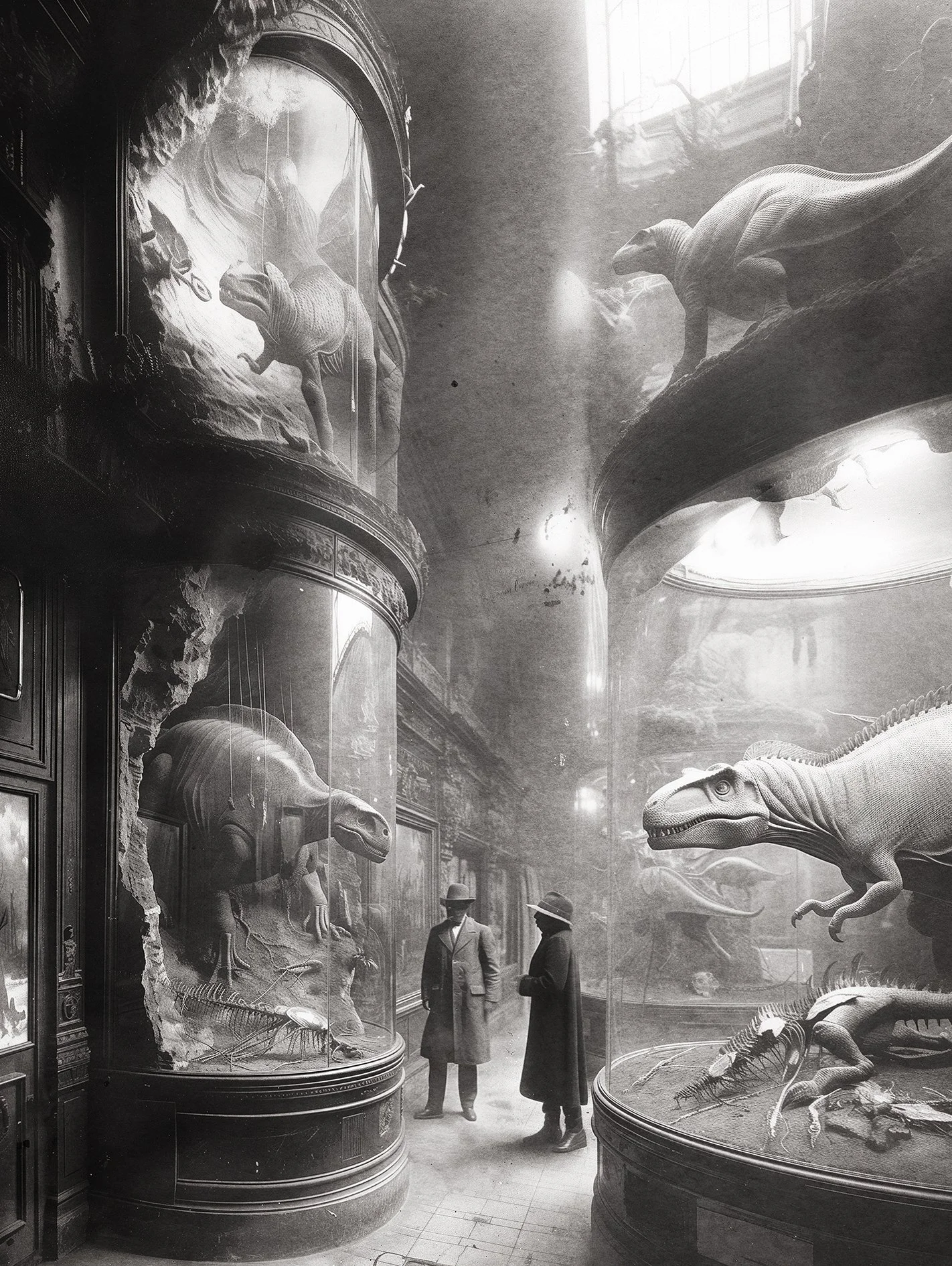 Beautiful museum architecture with famous dinosaur dioramas at Utropiia's Natural History Museum