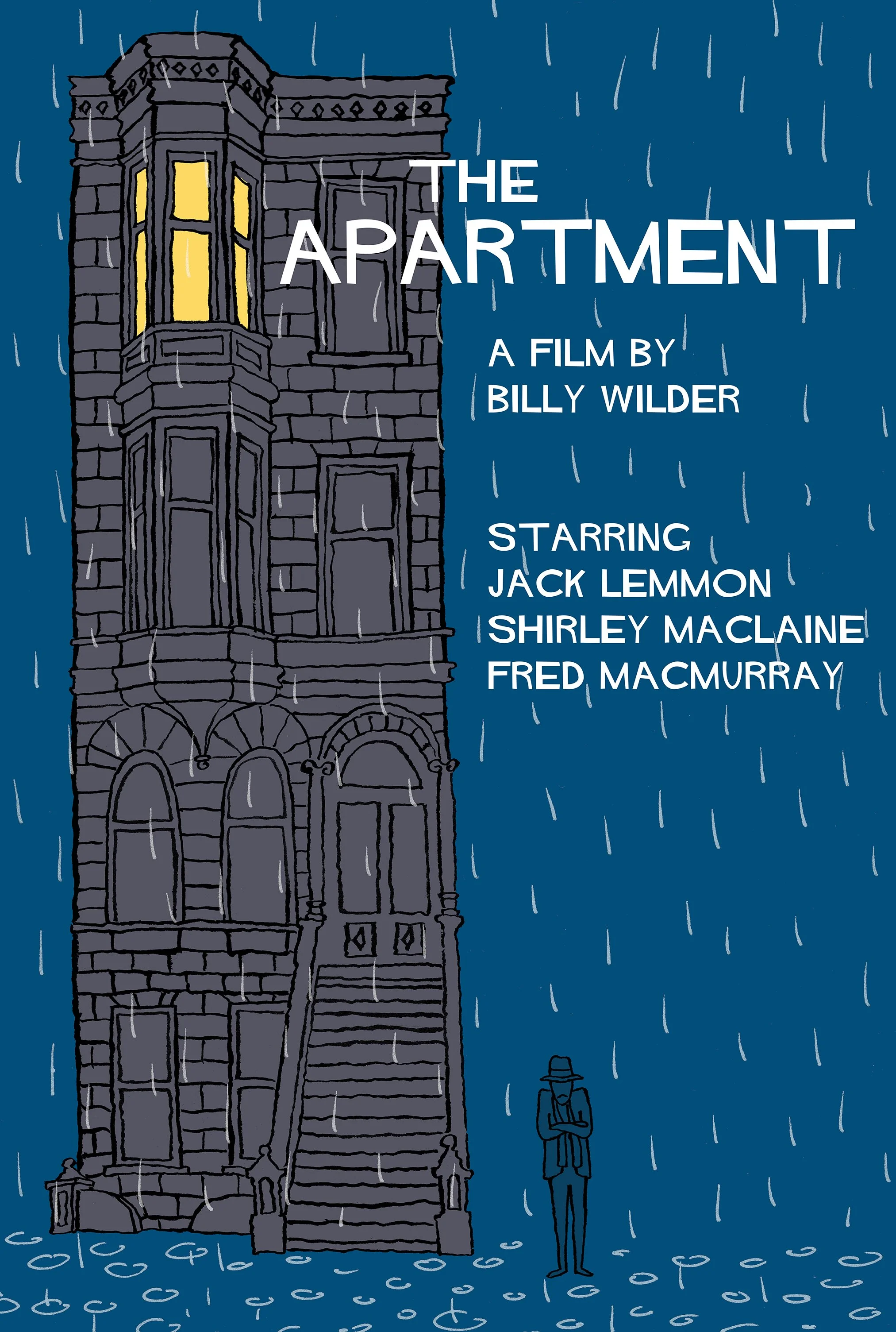 Illustrated film poster for Billy Wilder's The Apartment. 