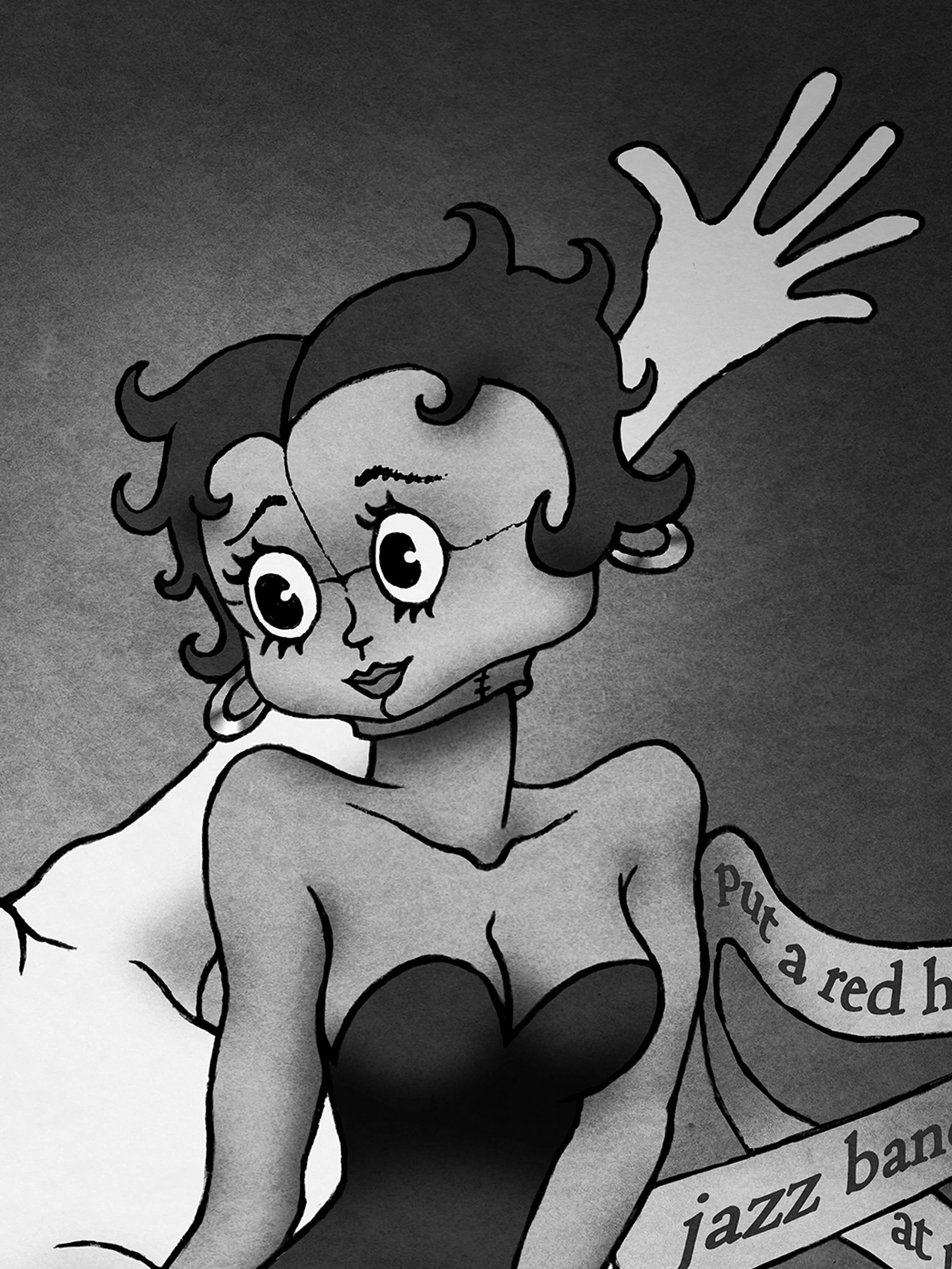 Dancing girl in mask, detail of illustration for sale