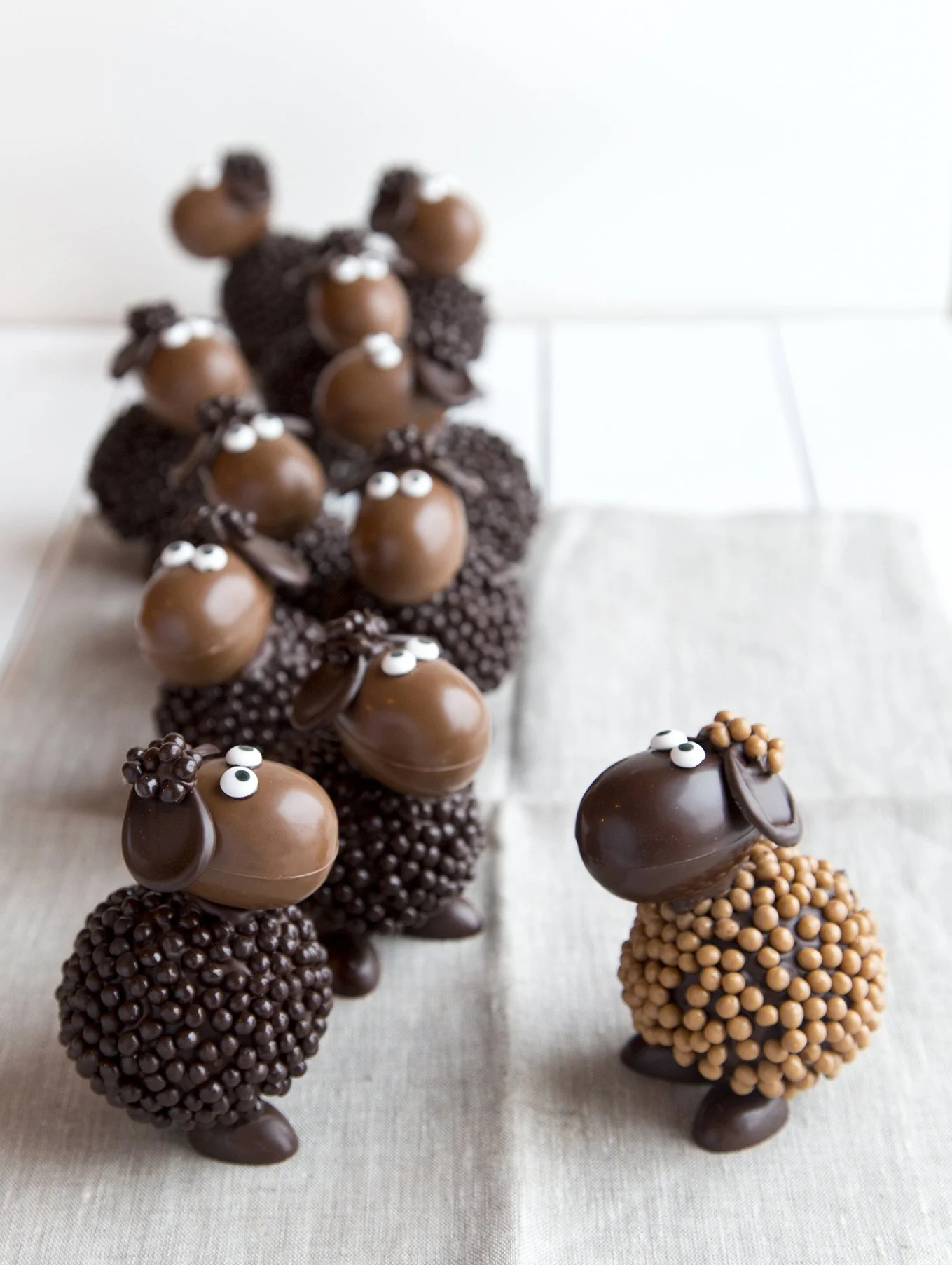 Chocolate sheep made with milk and dark chocolate, easter creation