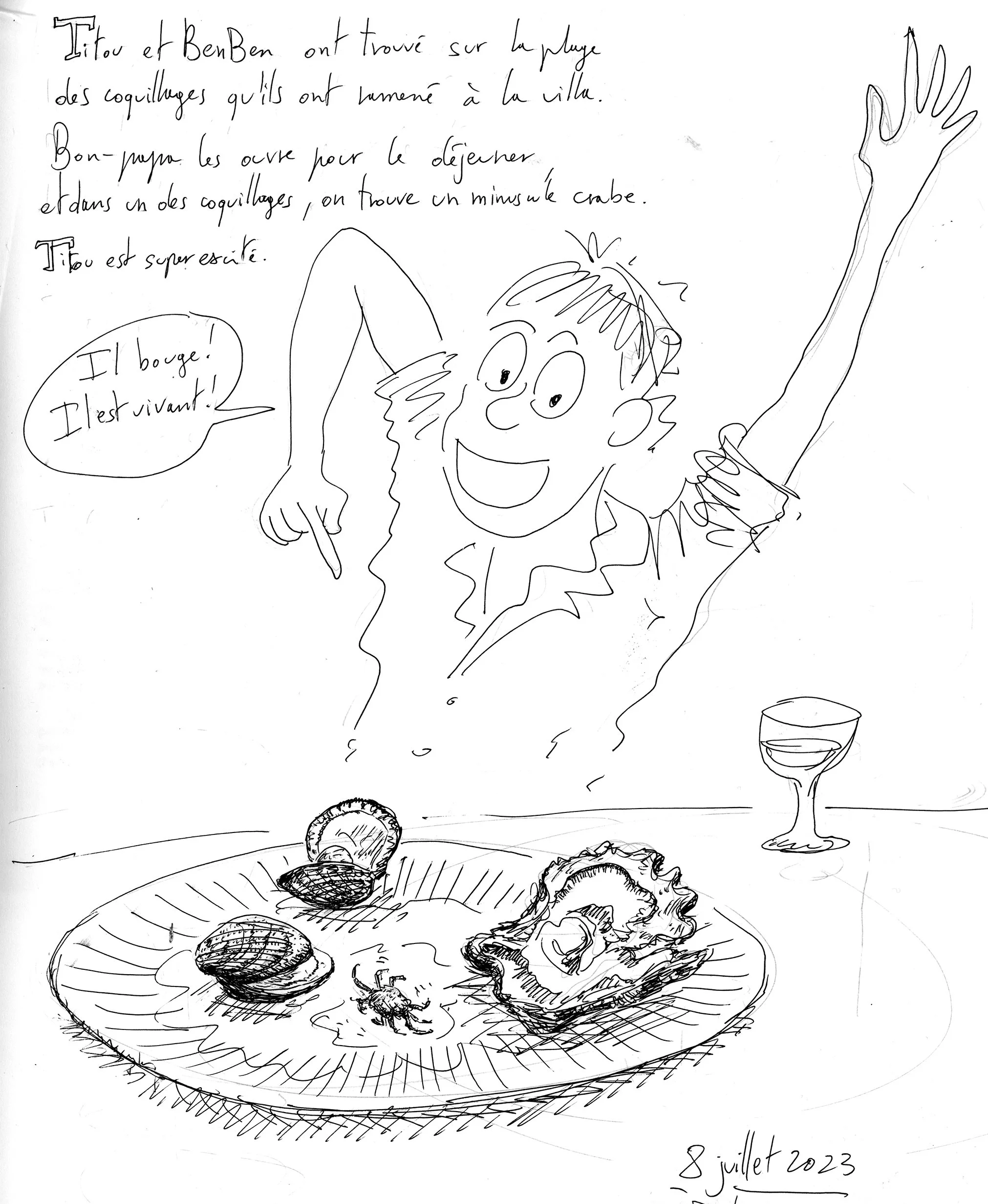 Sketchbook page, family diary in drawing