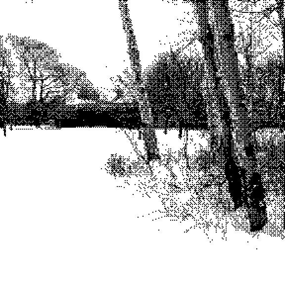 Snow scene, trees with white sky and white ground, winter 2 bit photo