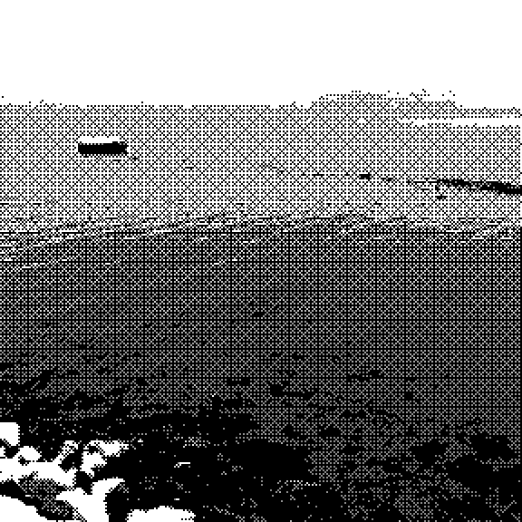 Frozen water with logs in the ice and snow on the ground, 2 bit photo