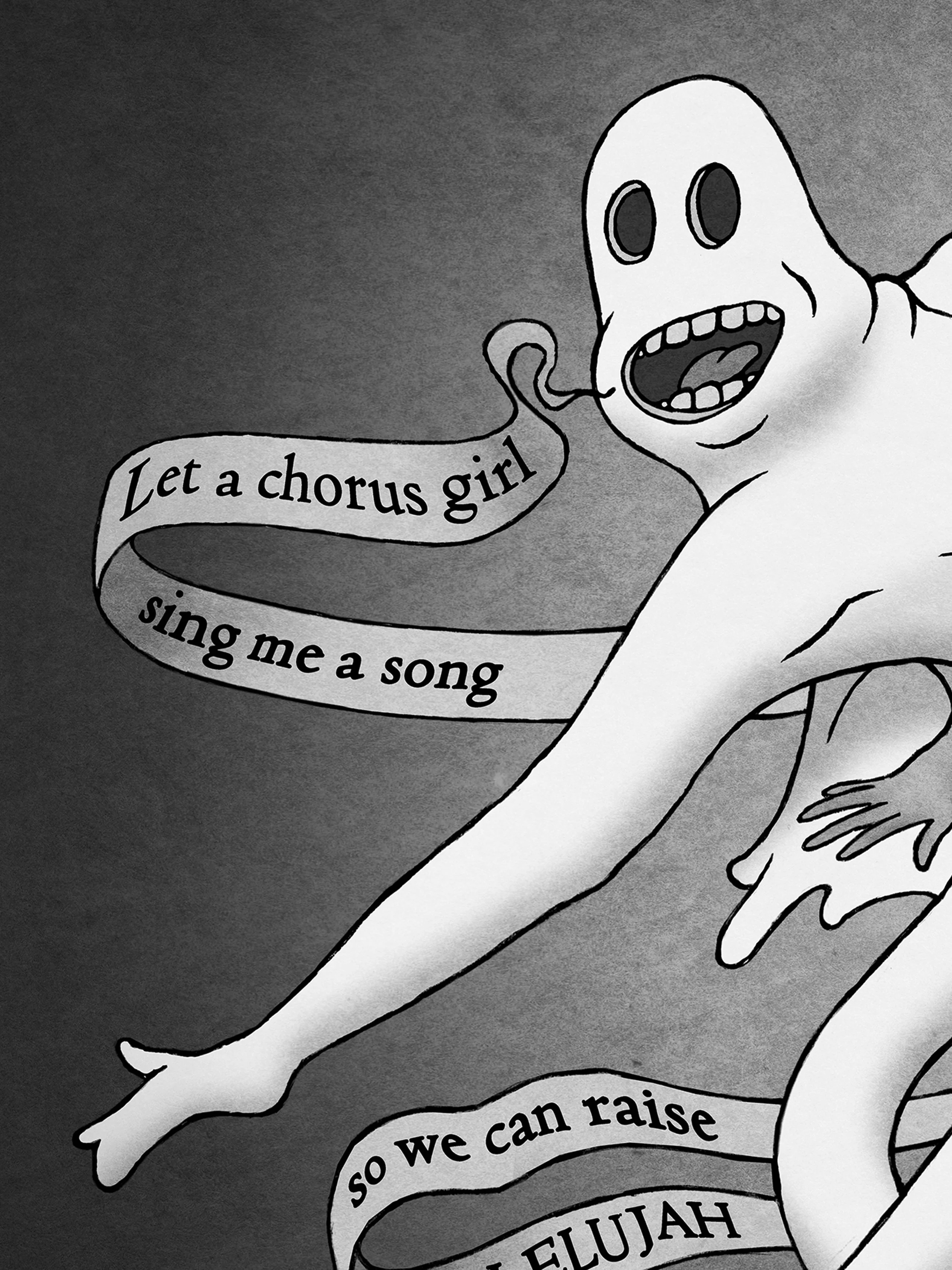 Smiling dancing ghsot, detail of illustration