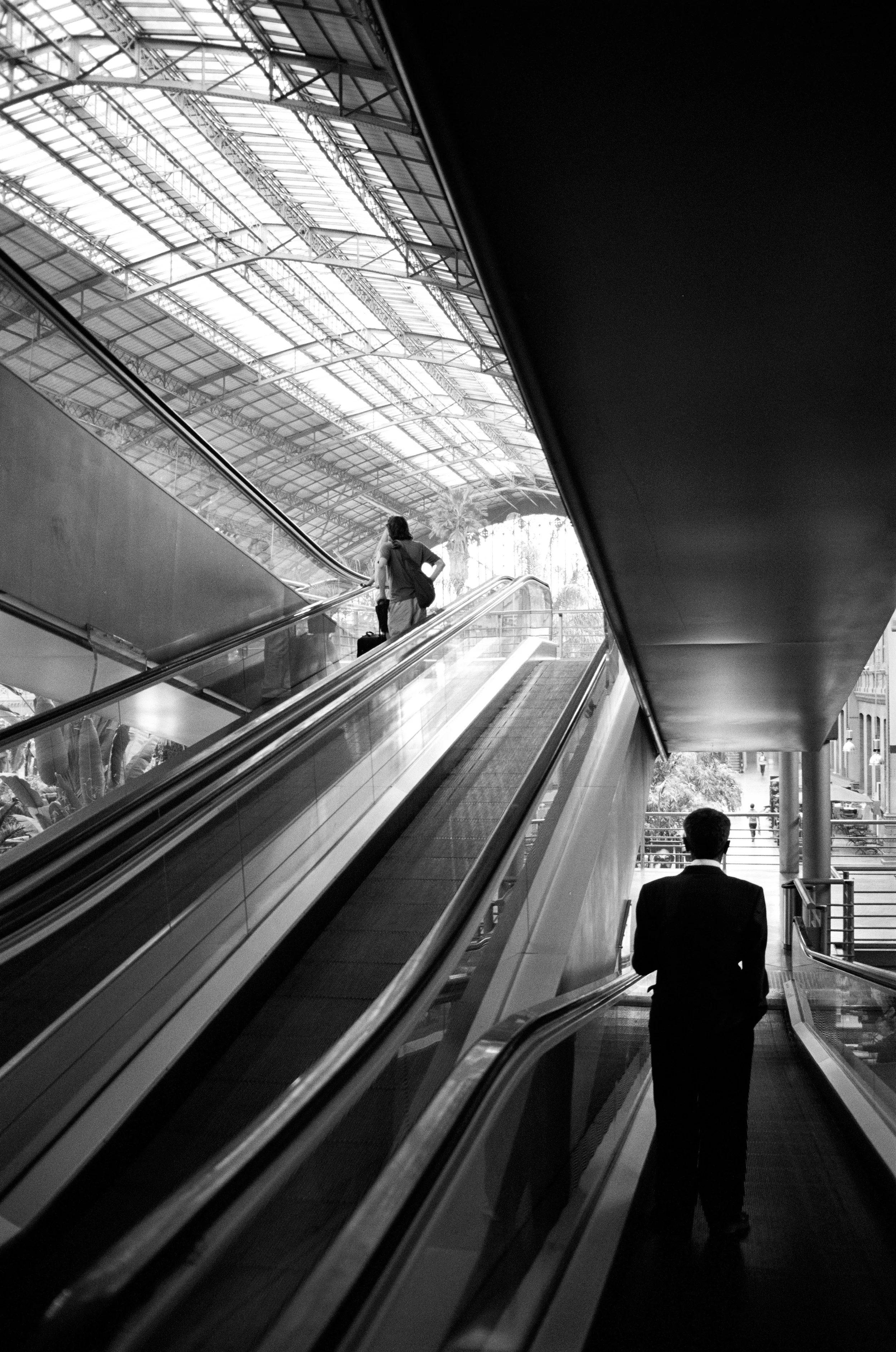 Barcelona, black and white travel photo with stricking composition and lines. 