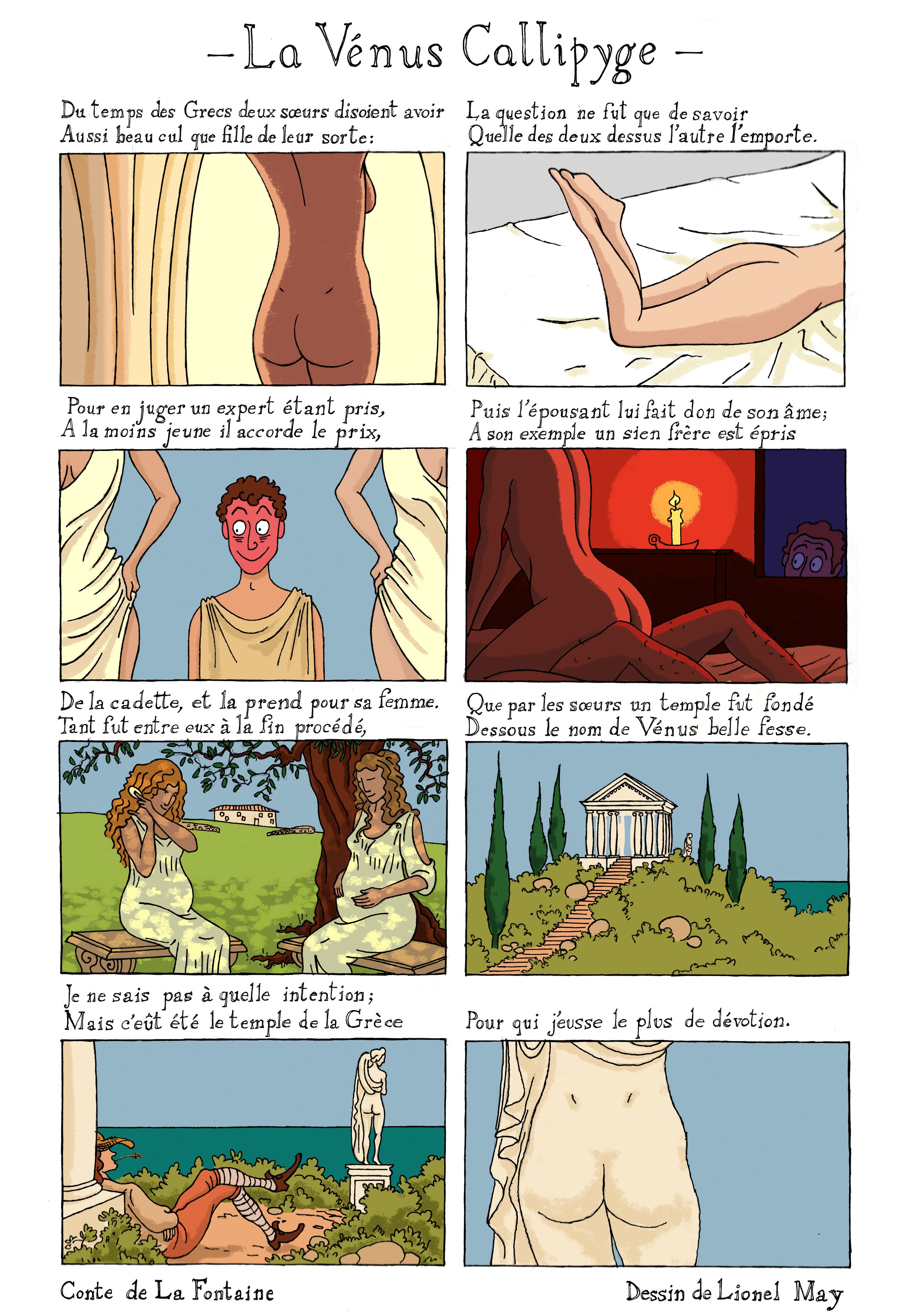 One page comic adapted from Jean de La Fontaine and illustrated by Lionel May. 