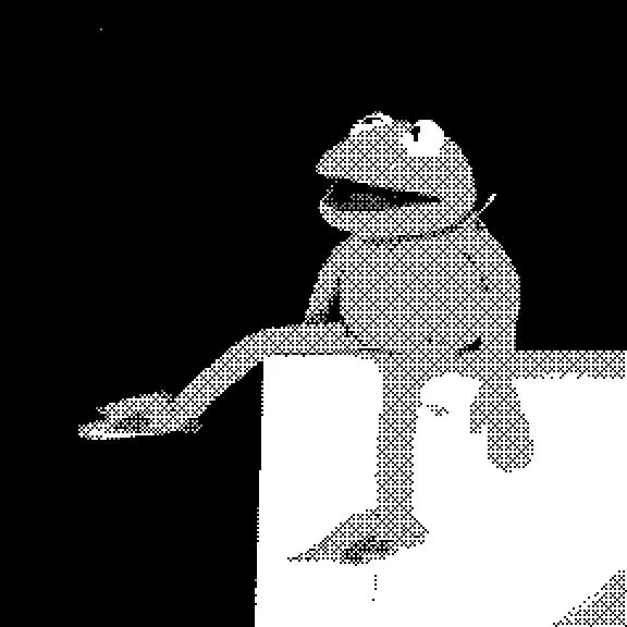 Kermit the Frog in 2 bit photography by Lionel May