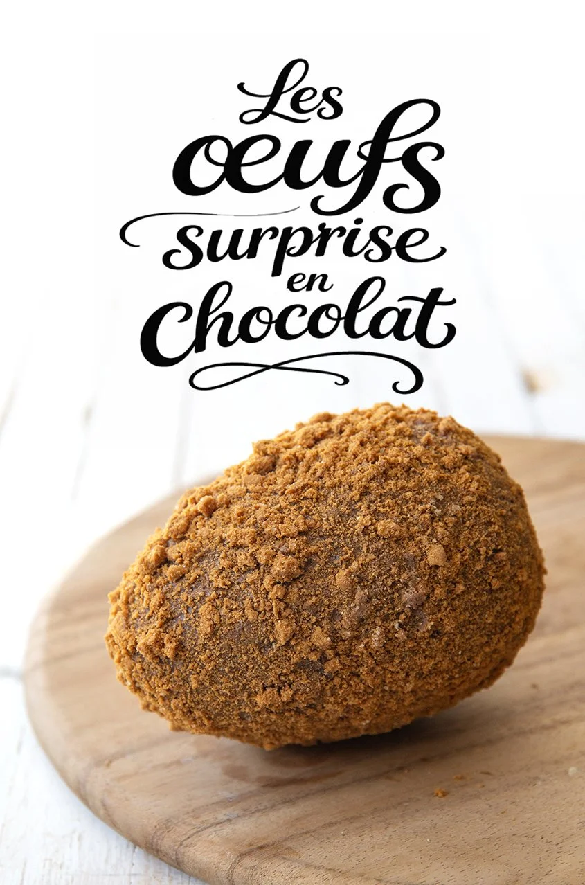 Crunchy Easter egg covered with speculoos crumble