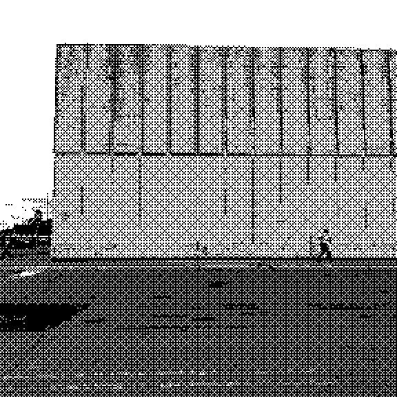 Suburban parking lot and wall, low resolution photo