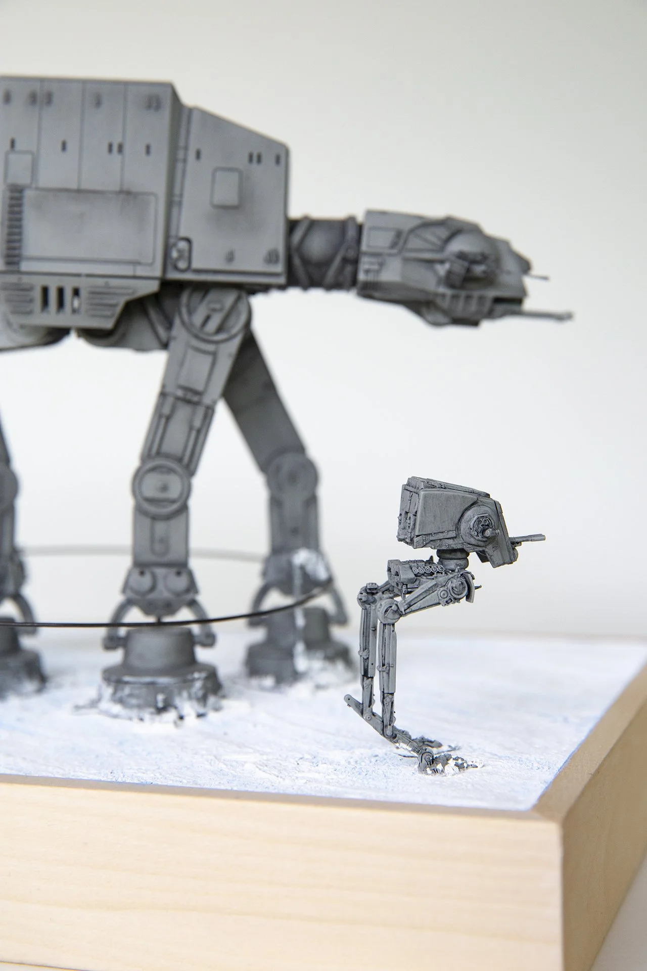 AT-AT and AT-ST scale models from Star Wars on custom snow base