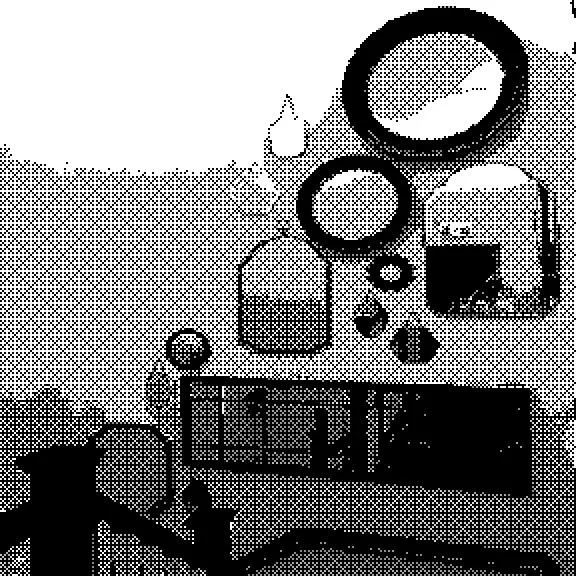 Mirrors on wall, abstract shapes in black and white
