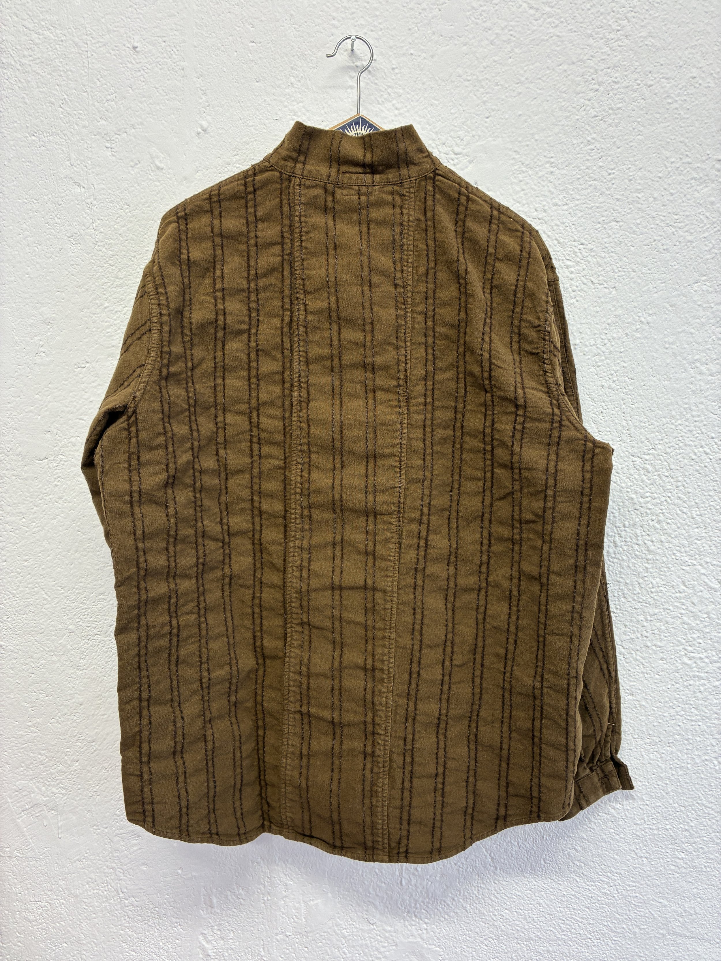 Back of Brown Tender Co Type 486 Burro Shirt on hanger